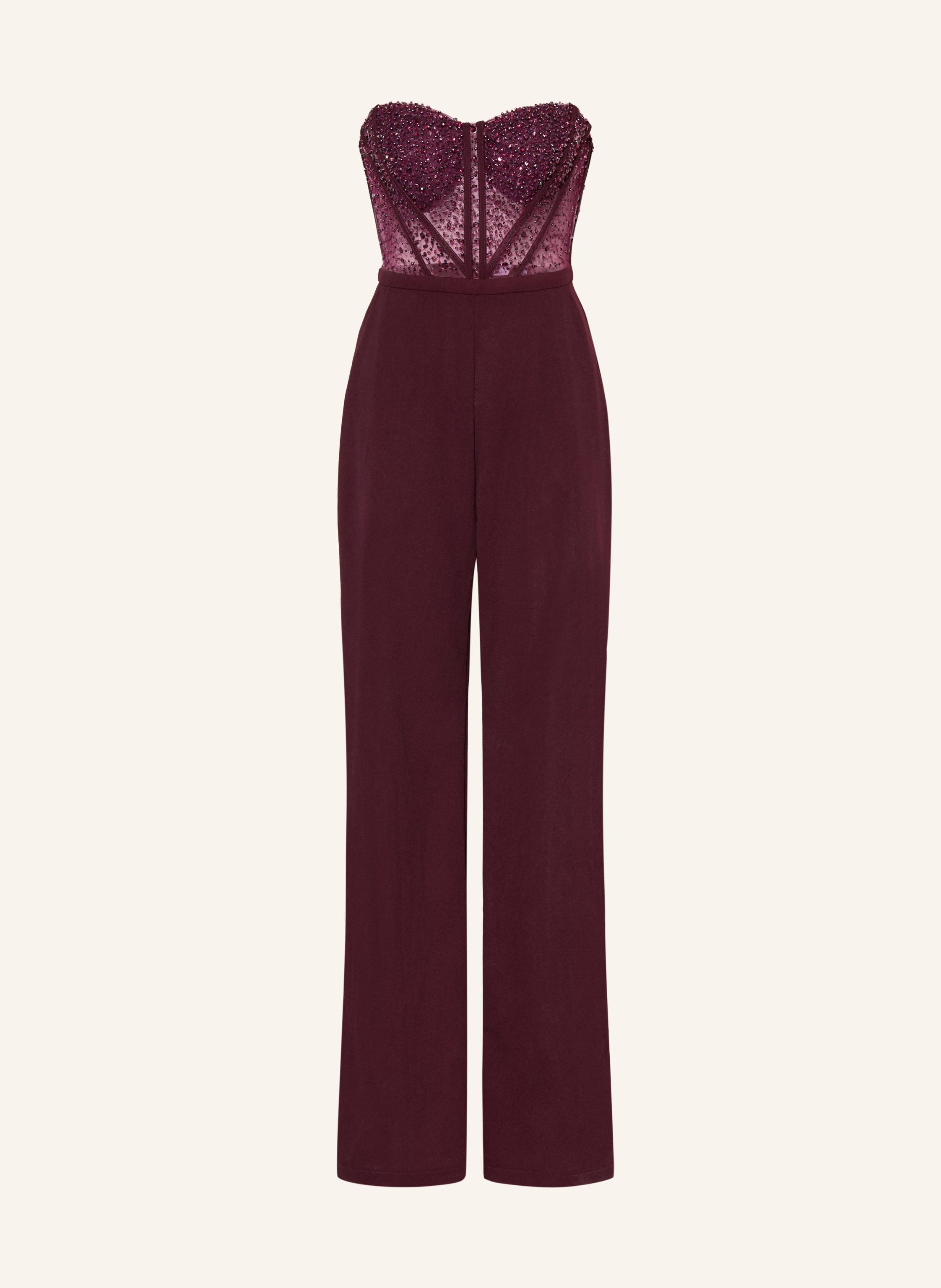 Hey Kyla Off-Shoulder-Jumpsuit Mit Schmucksteinen rot