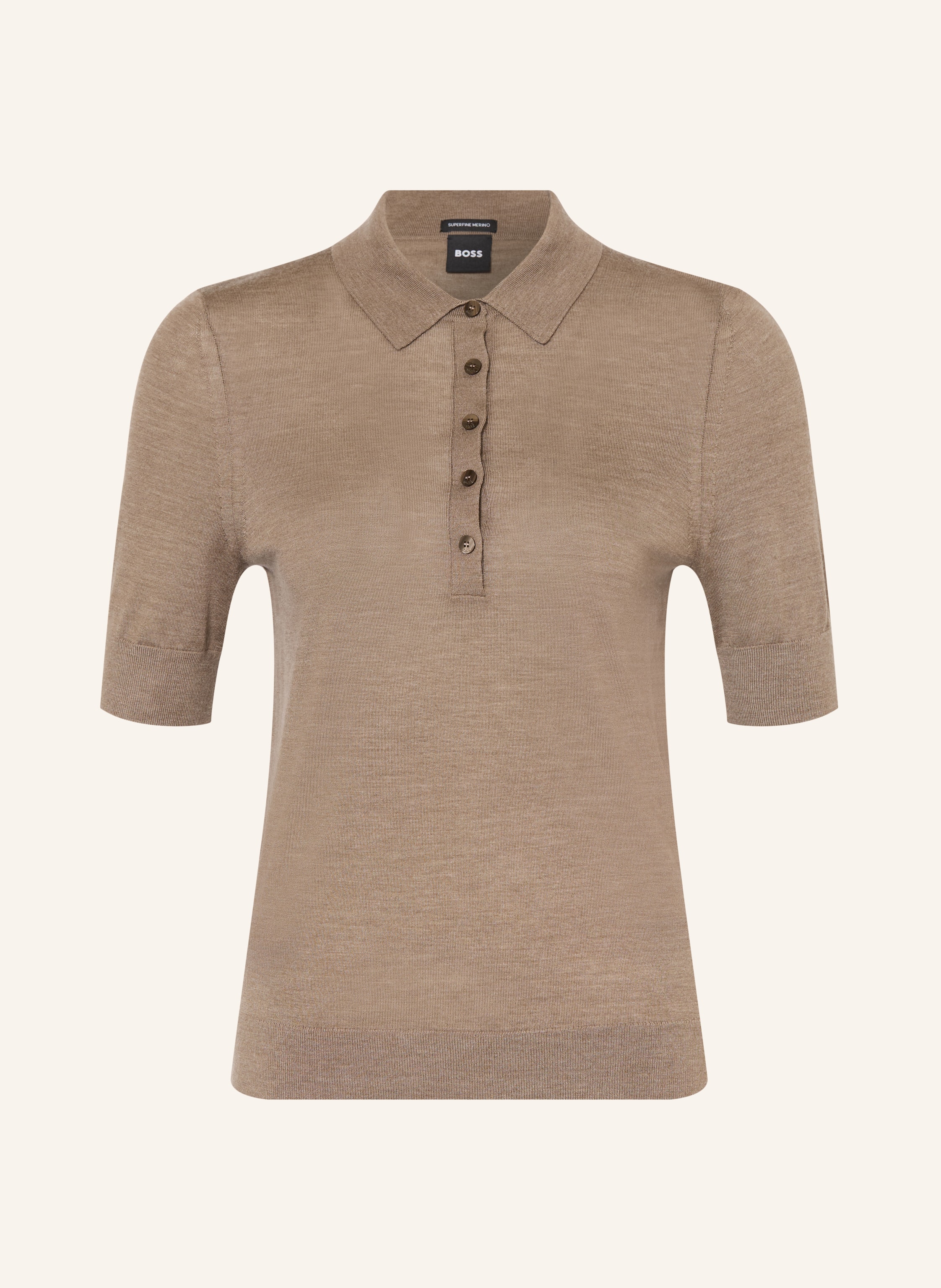 Boss Poloshirt Fidenka Aus Merinowolle beige