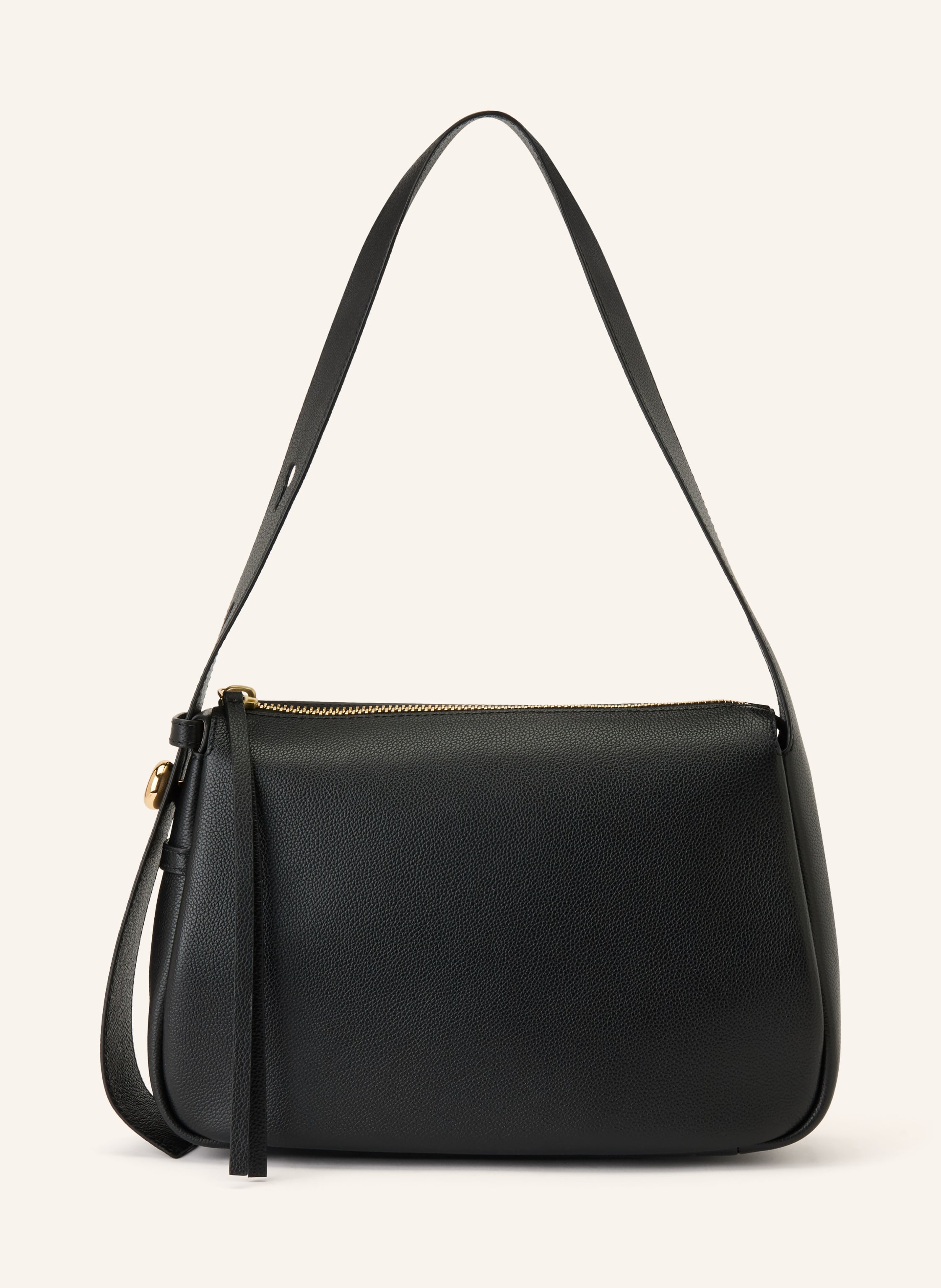 Tory Burch Genarbtes Leder. Schließt mit Reißverschluss. Ein längenverstellbarer Tragegriff. Innen ein Hauptfach. Label-Details seitlich in schwarz