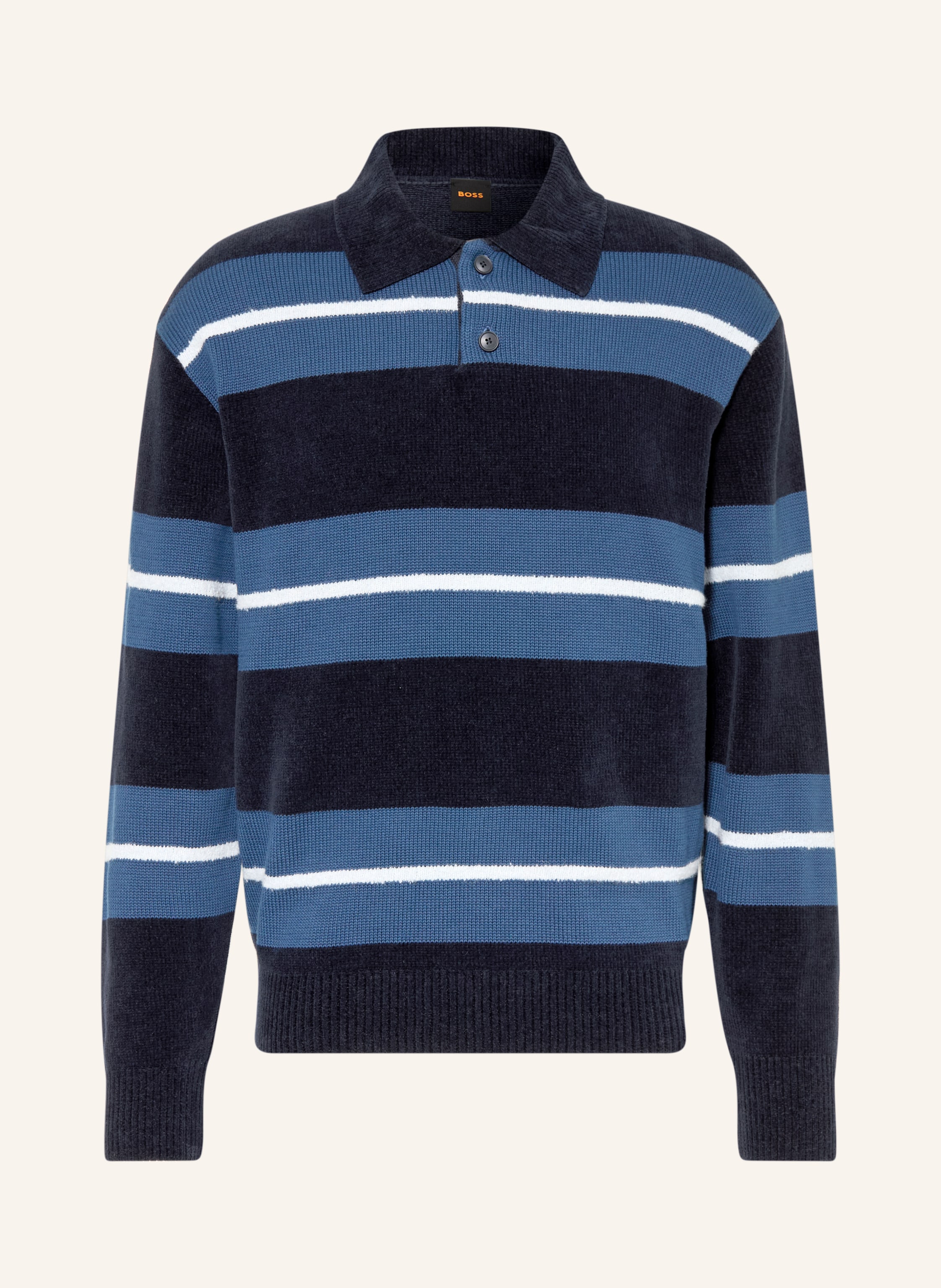 Boss Strick-Poloshirt Amburgh blau