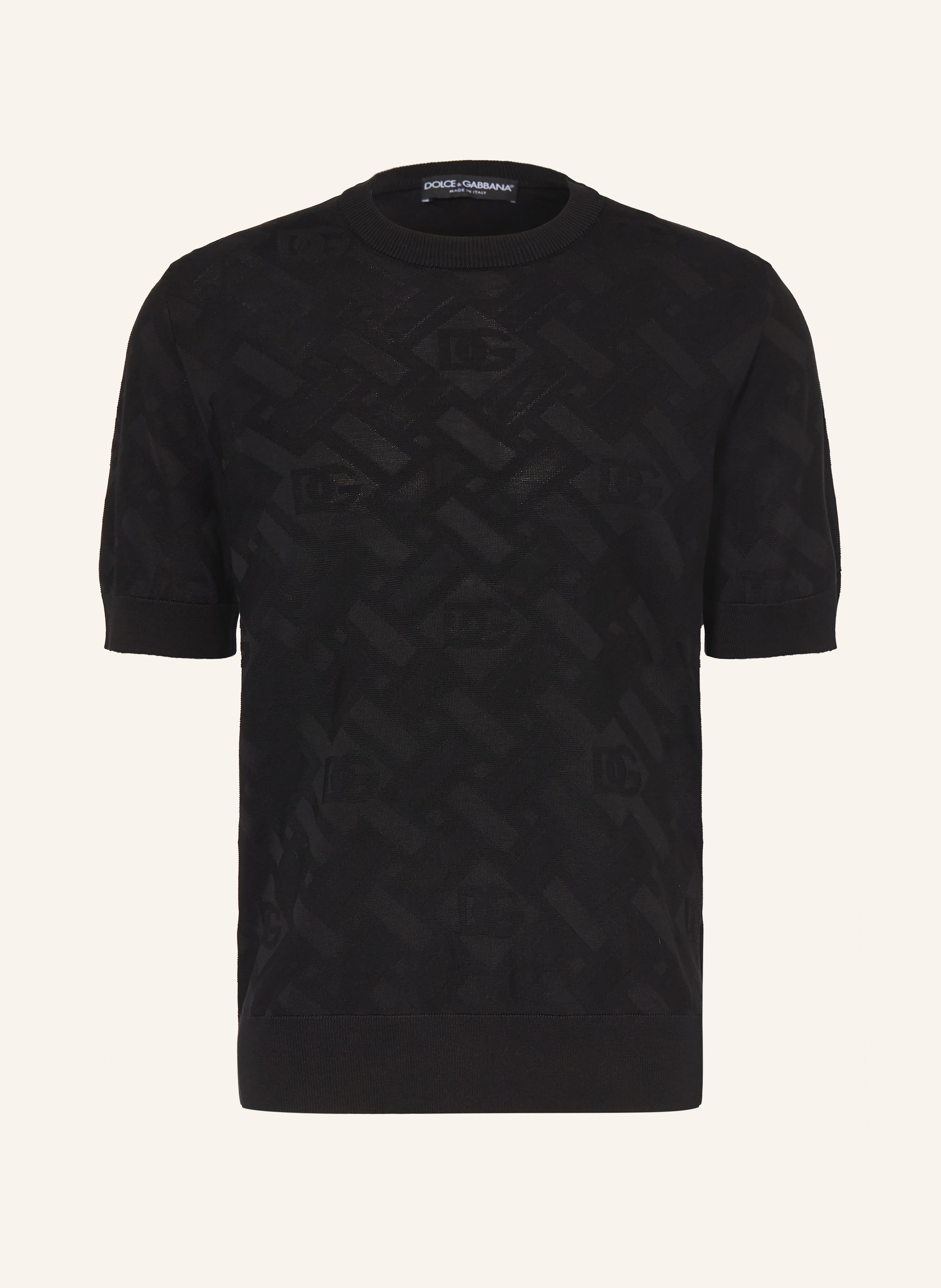 DOLCE & GABBANA Silk-knit polo shirt in black