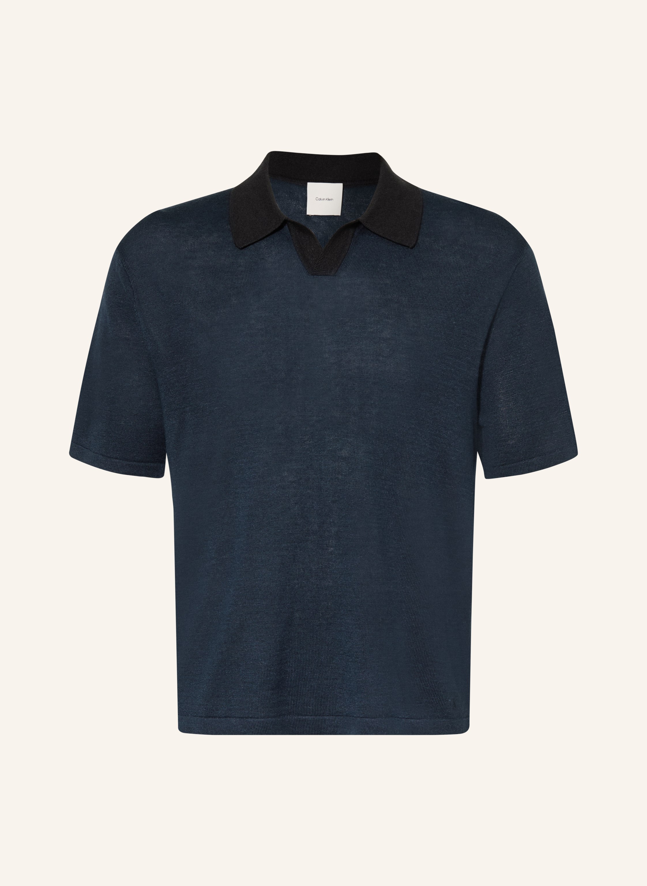 Calvin Klein Strick-Poloshirt Mit Leinen blau