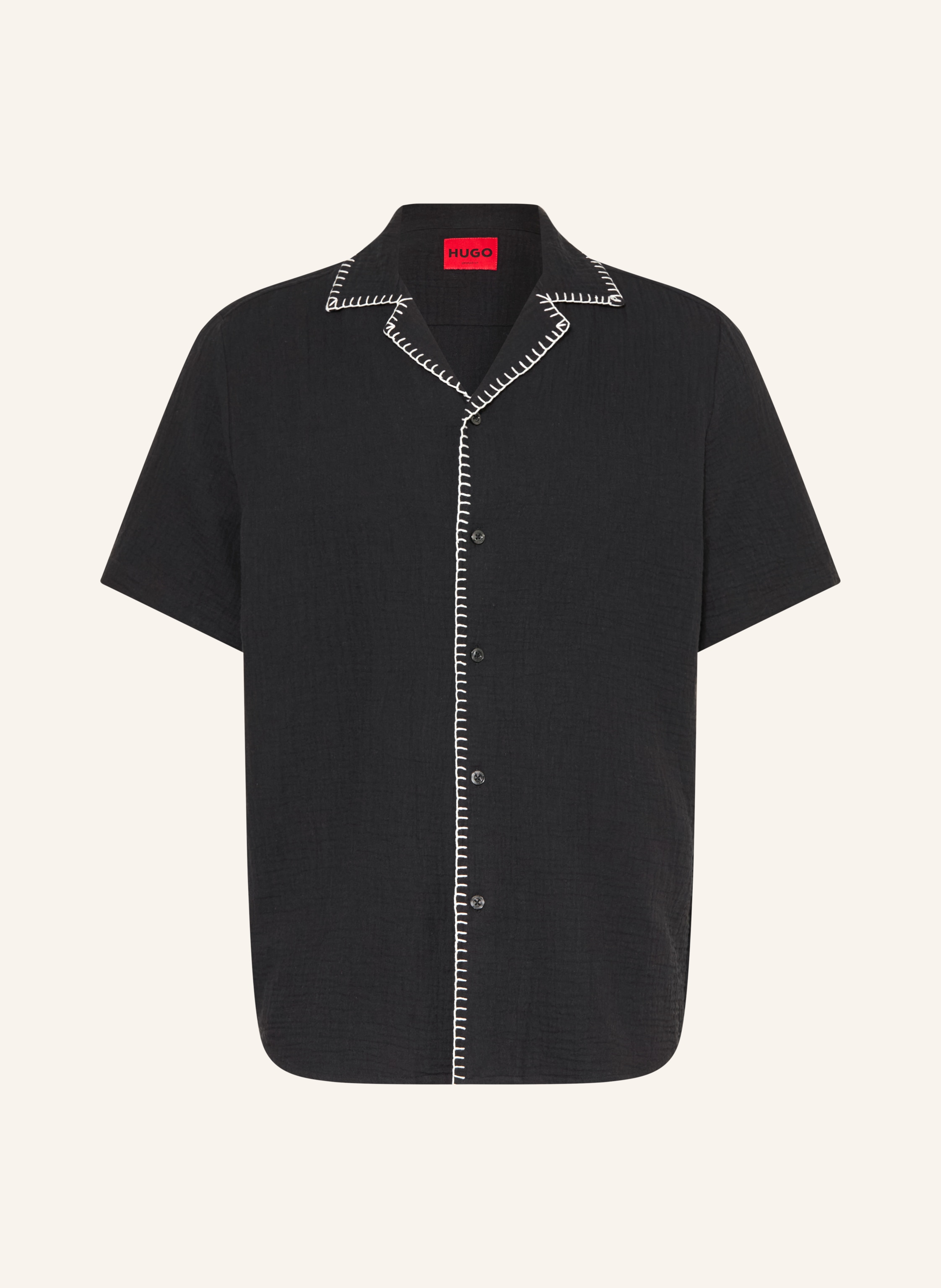 Hugo Hugo Resorthemd Ellino Straight Fit schwarz in SCHWARZ / WEISS