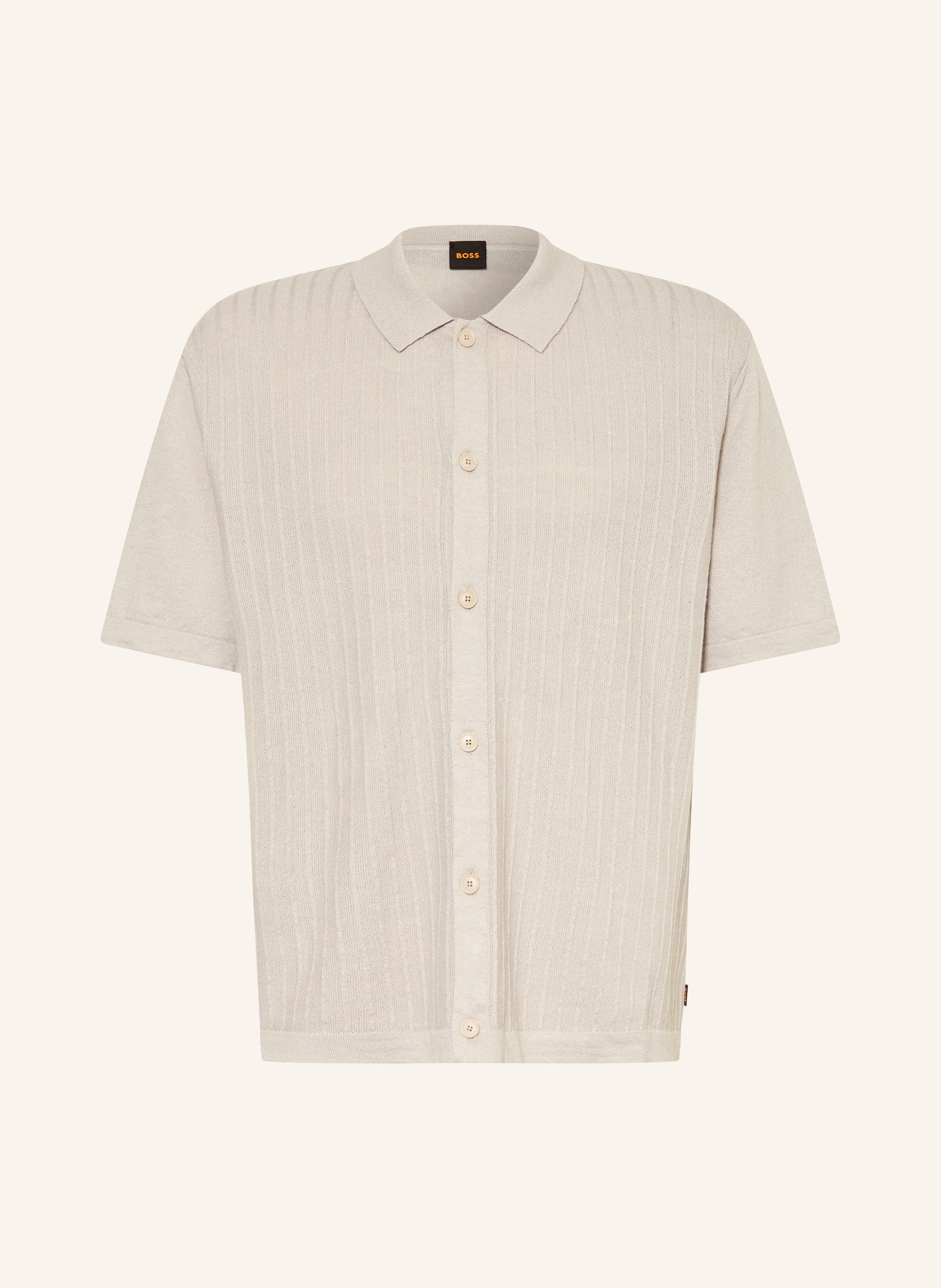 Boss Boss Strickhemd Amicino Comfort Fit Mit Leinen grau in HELLGRAU