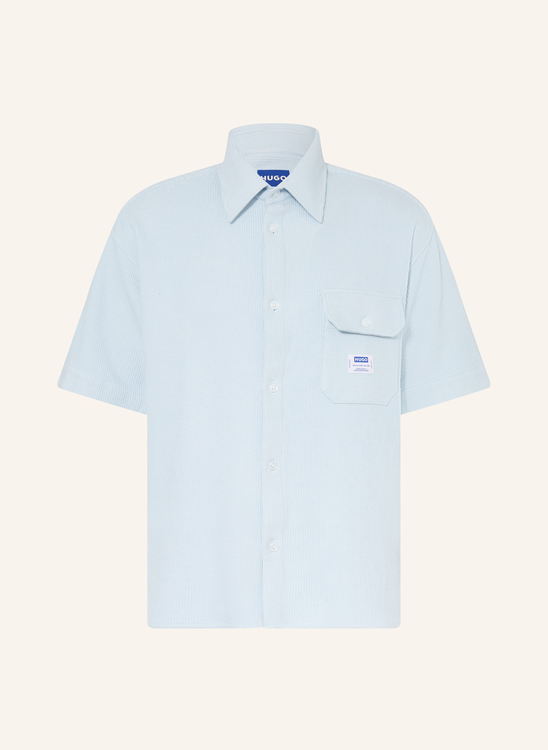 Hugo Hugo Strickhemd Ebaffino Comfort Fit blau in HELLBLAU