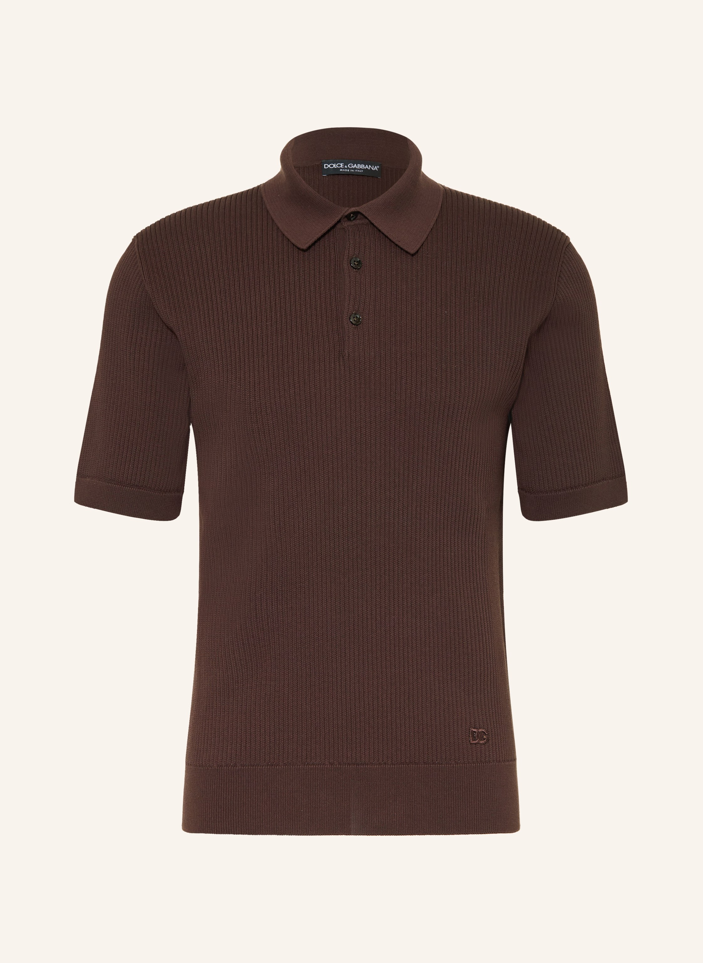 00s dolce&gabbana brown knit polo ニットポロ DOLCE & GABBANA Knit polo shirt in dark brown