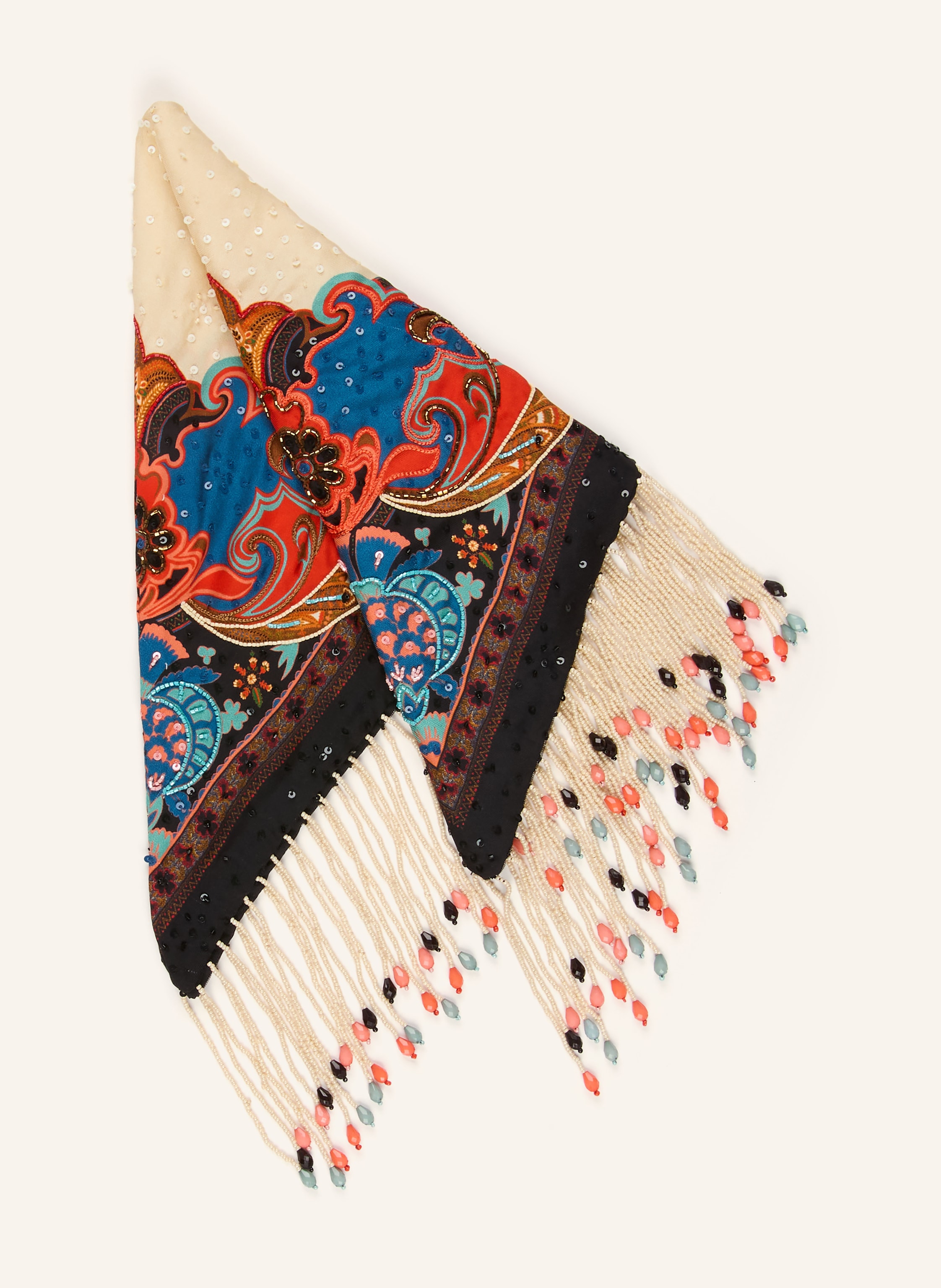 Etro Etro Dreieckstuch Aus Seide Mit Pailletten beige in BEIGE / ROT / BLAU