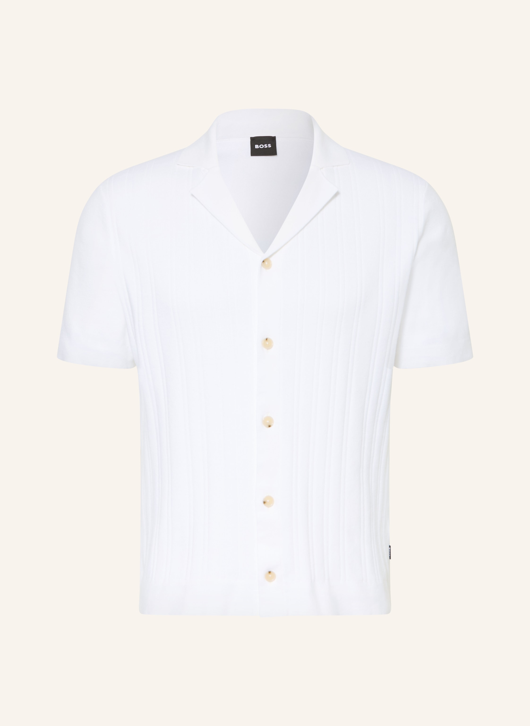 Boss Strickhemd Neri Slim Fit weiss