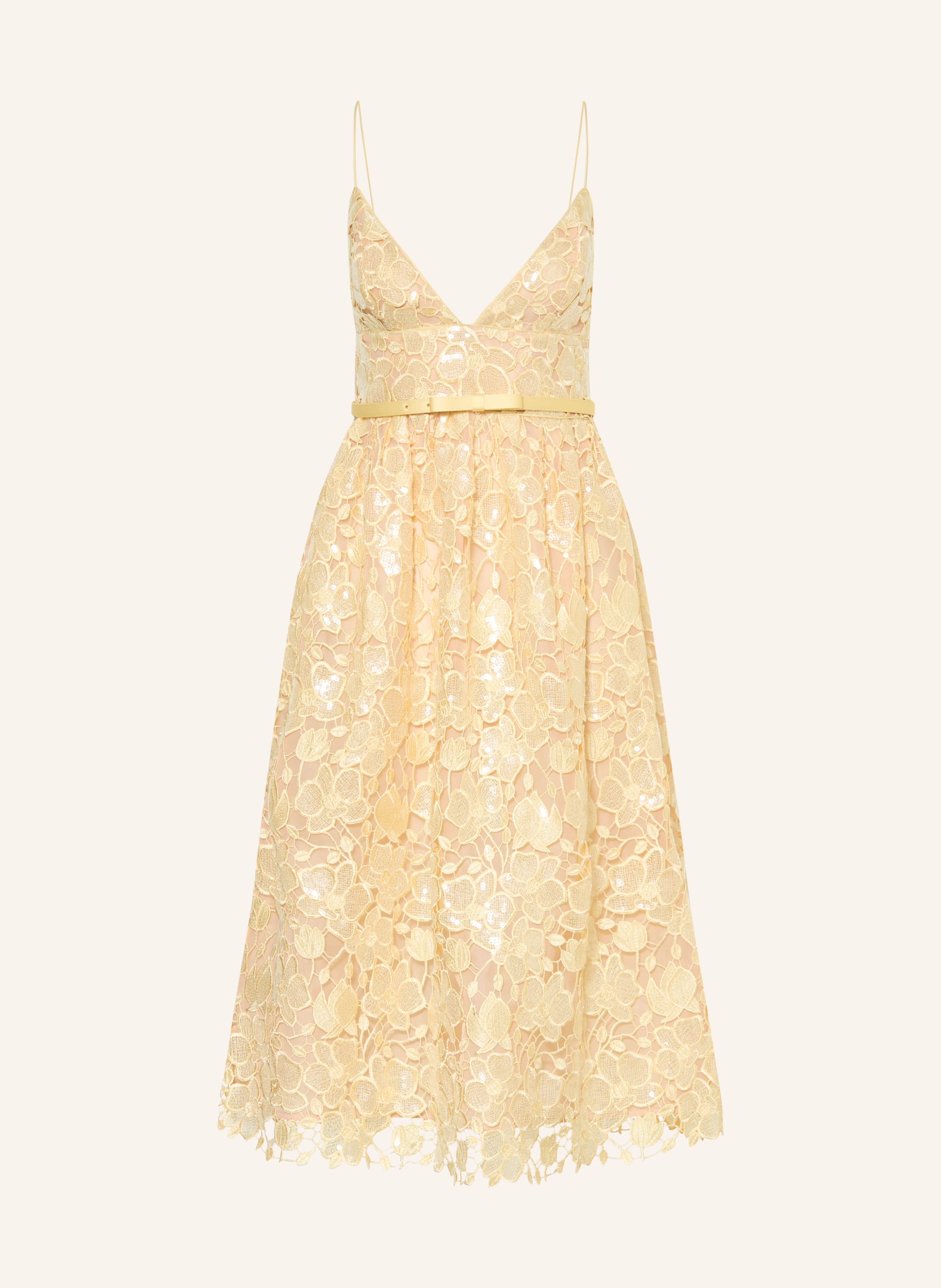 RETROFTE EULALIA cocktail dress made of eyelet lace with sequins in light  yellow