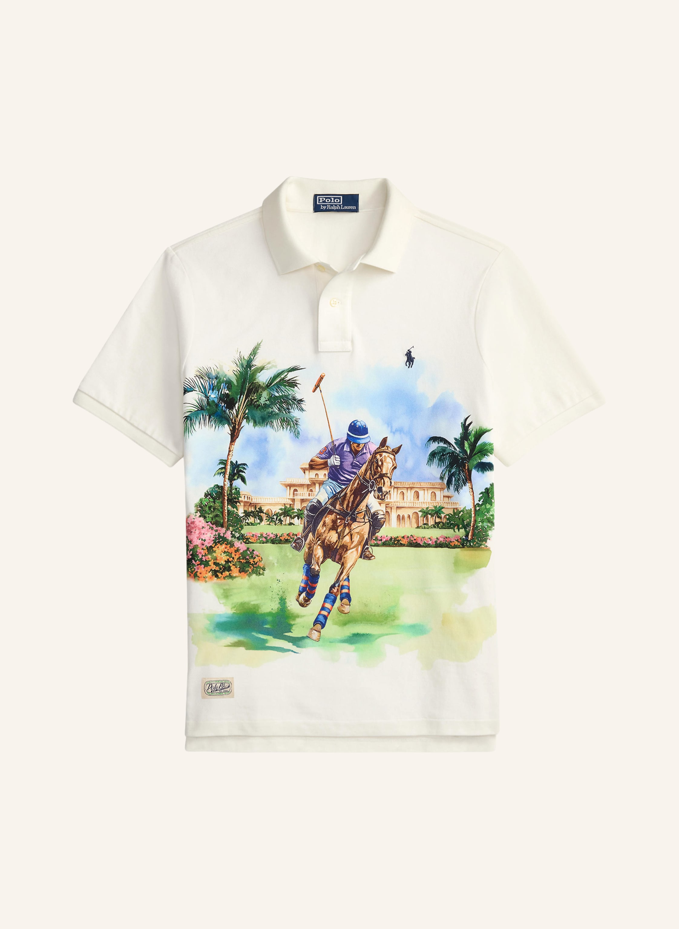 POLO RALPH LAUREN Classic Fit Piqué Polo Shirt in white / brown
