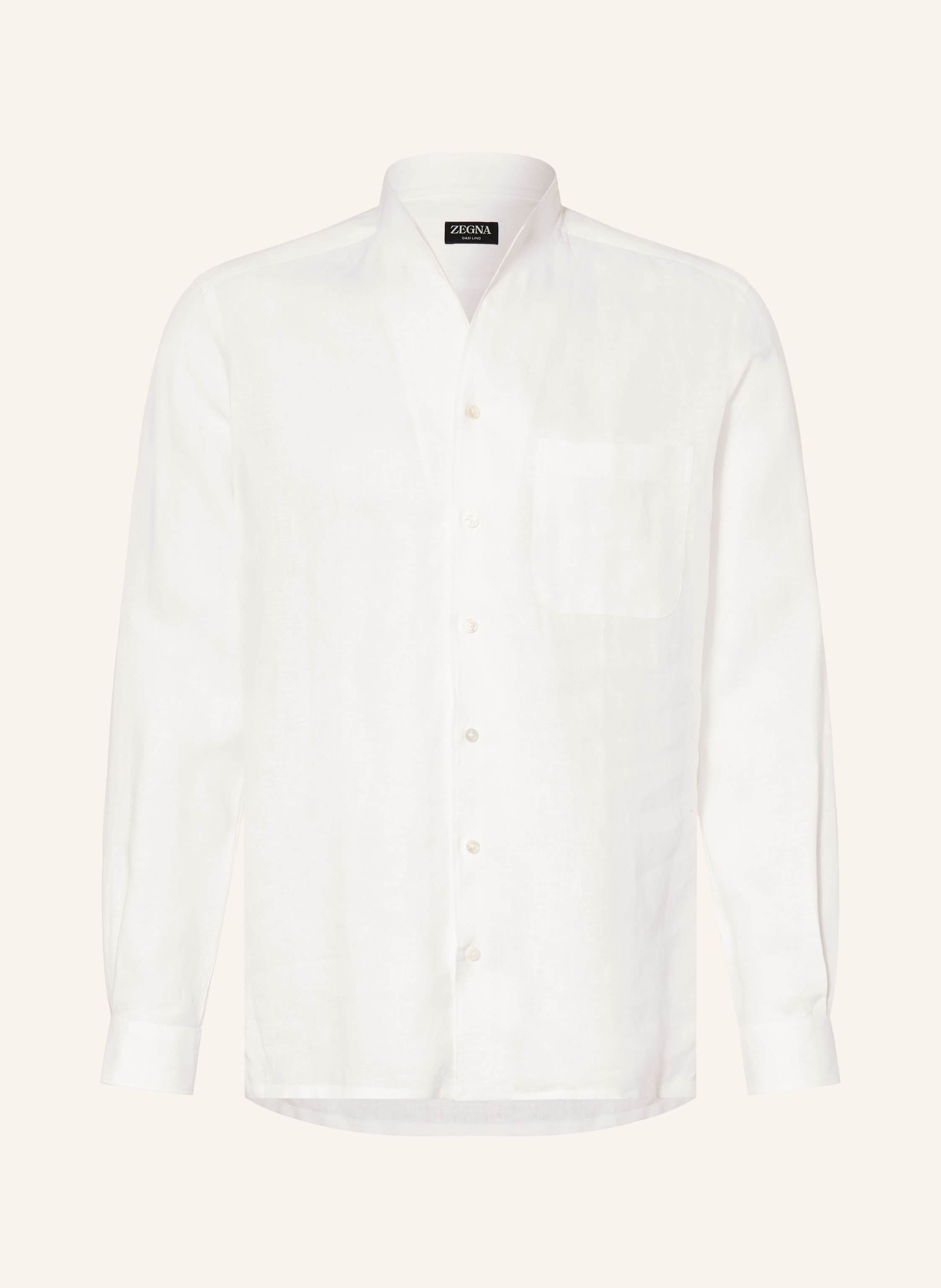 Zegna Zegna Leinenhemd Comfort Fit Mit Stehkragen weiss in WEISS