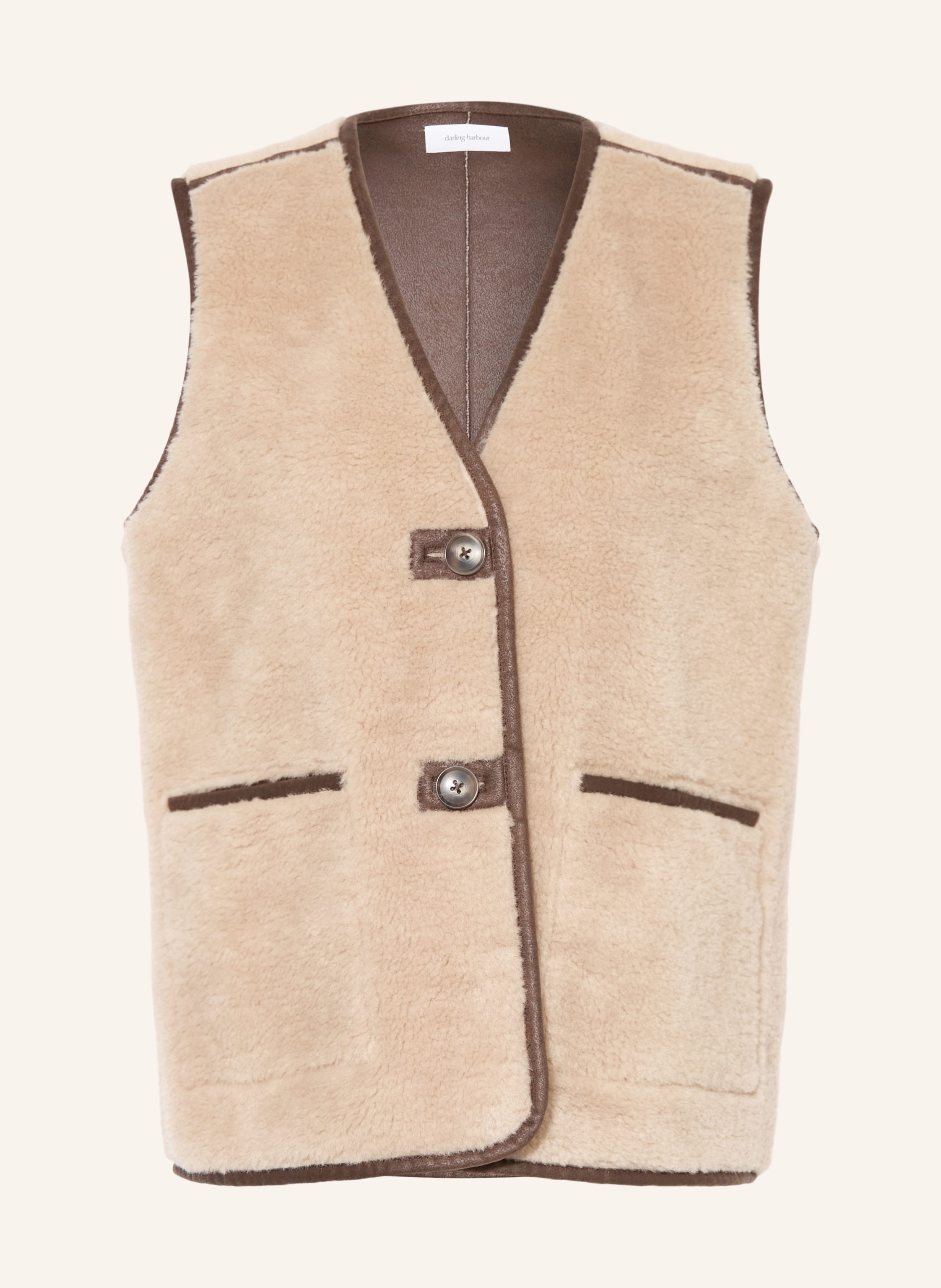 Darling Harbour Teddyfell-Weste beige