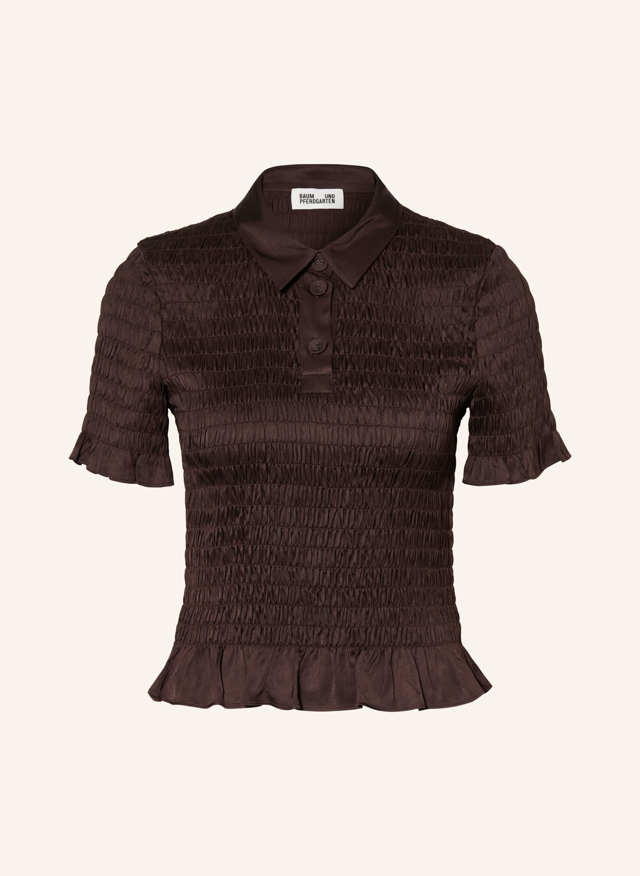 Baum Und Pferdgarten Satin-Poloshirt Myka Mit Rüschen braun