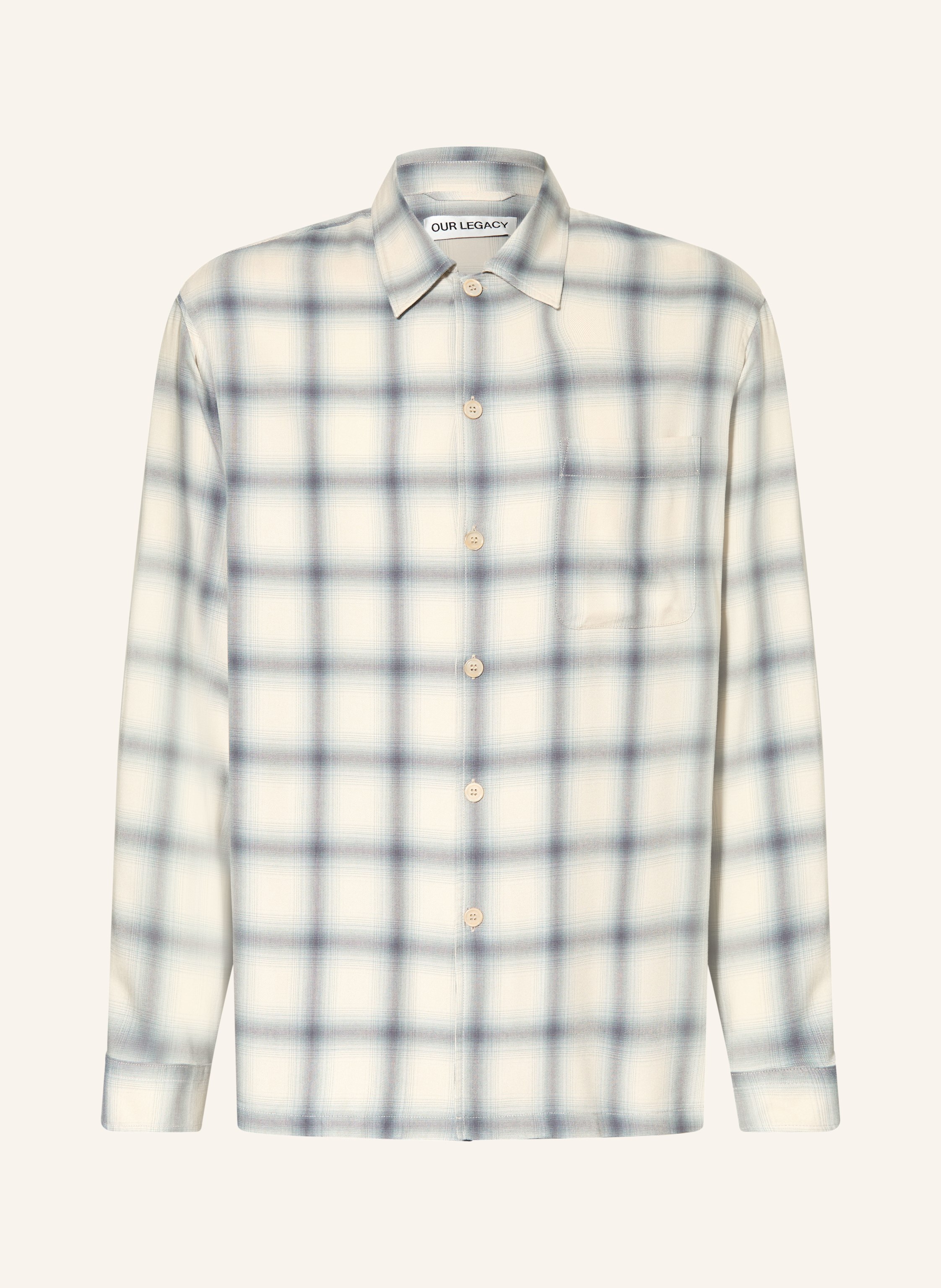 Our Legacy Our Legacy Hemd Every Shirt Comfort Fit weiss in CREME / HELLGRÜN / BLAU