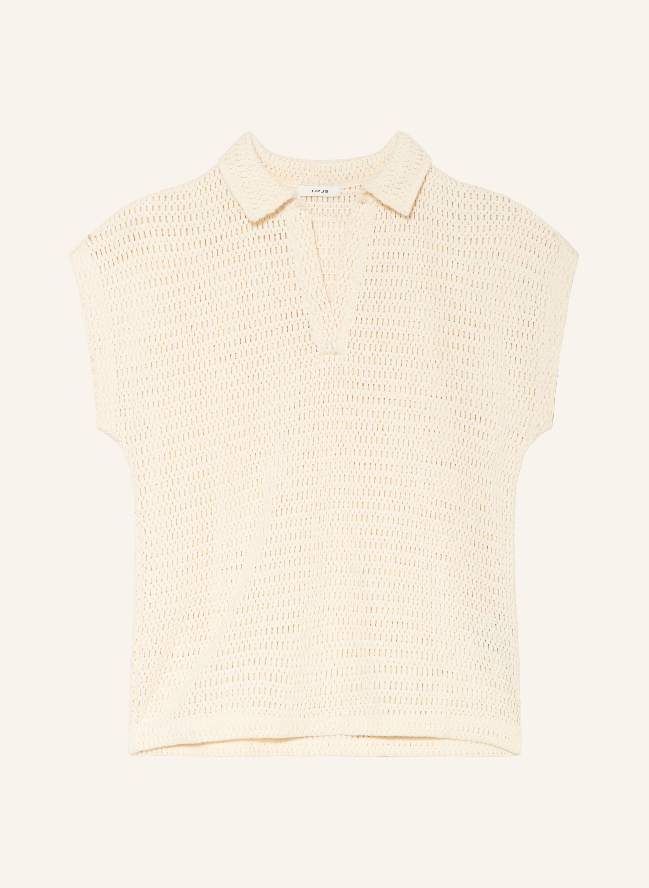 Opus Häkel-Poloshirt Somona weiss