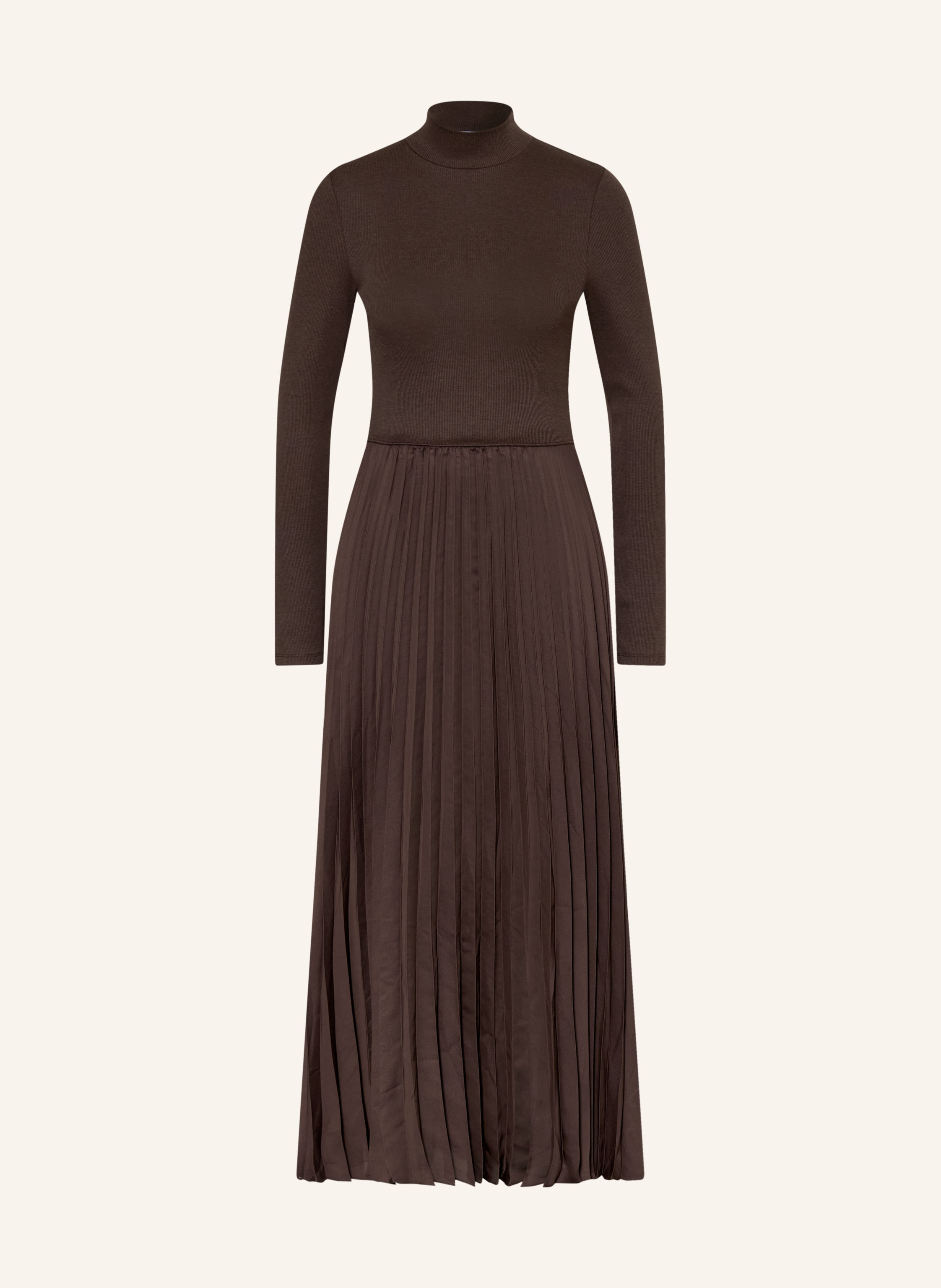 Rich & Royal Kleid Im Materialmix Mit Plissees braun