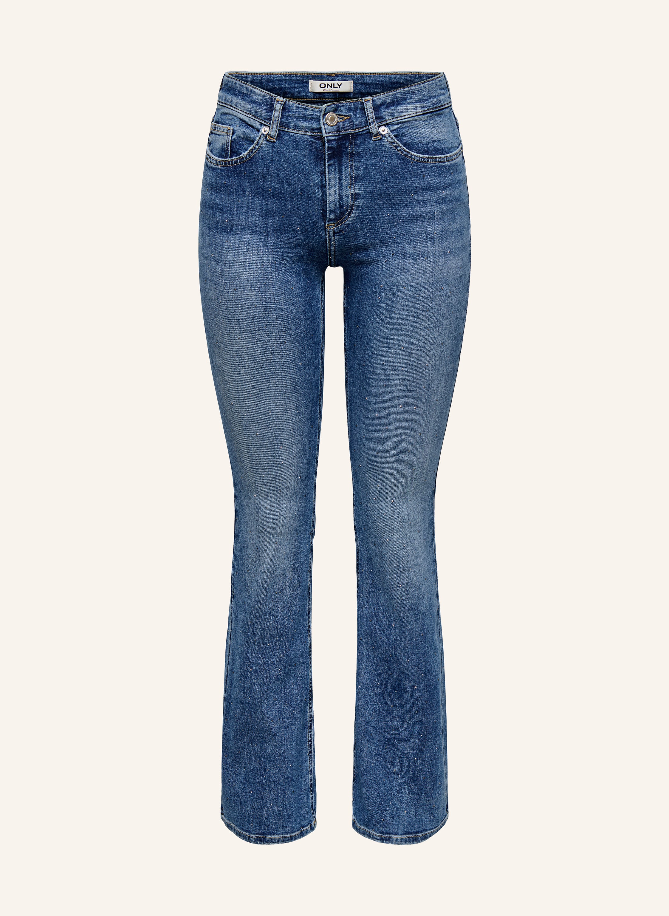 Only Flared Jeans Mit Schmucksteinen blau