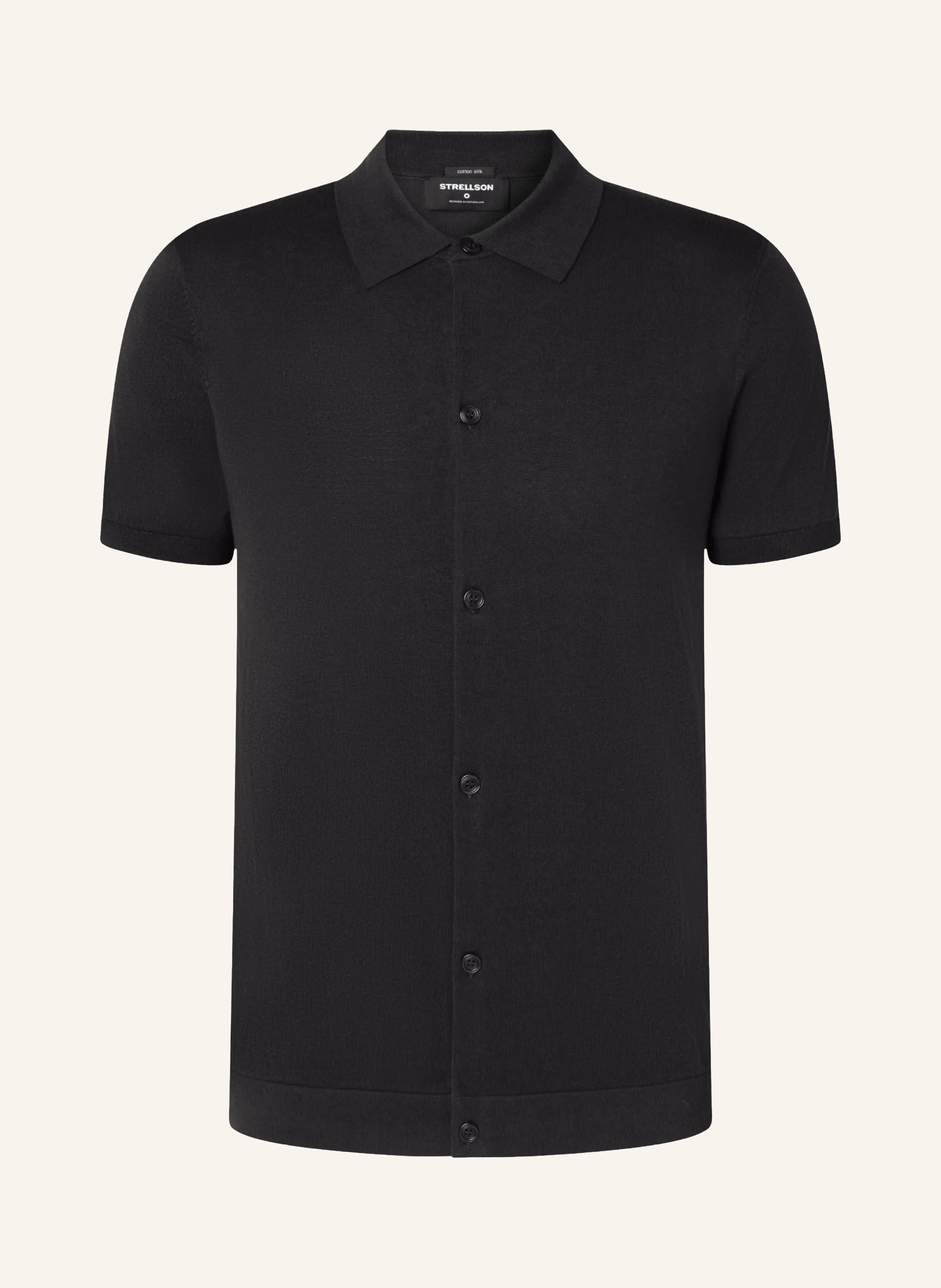 Strellson Strickhemd Robas Regular Fit schwarz