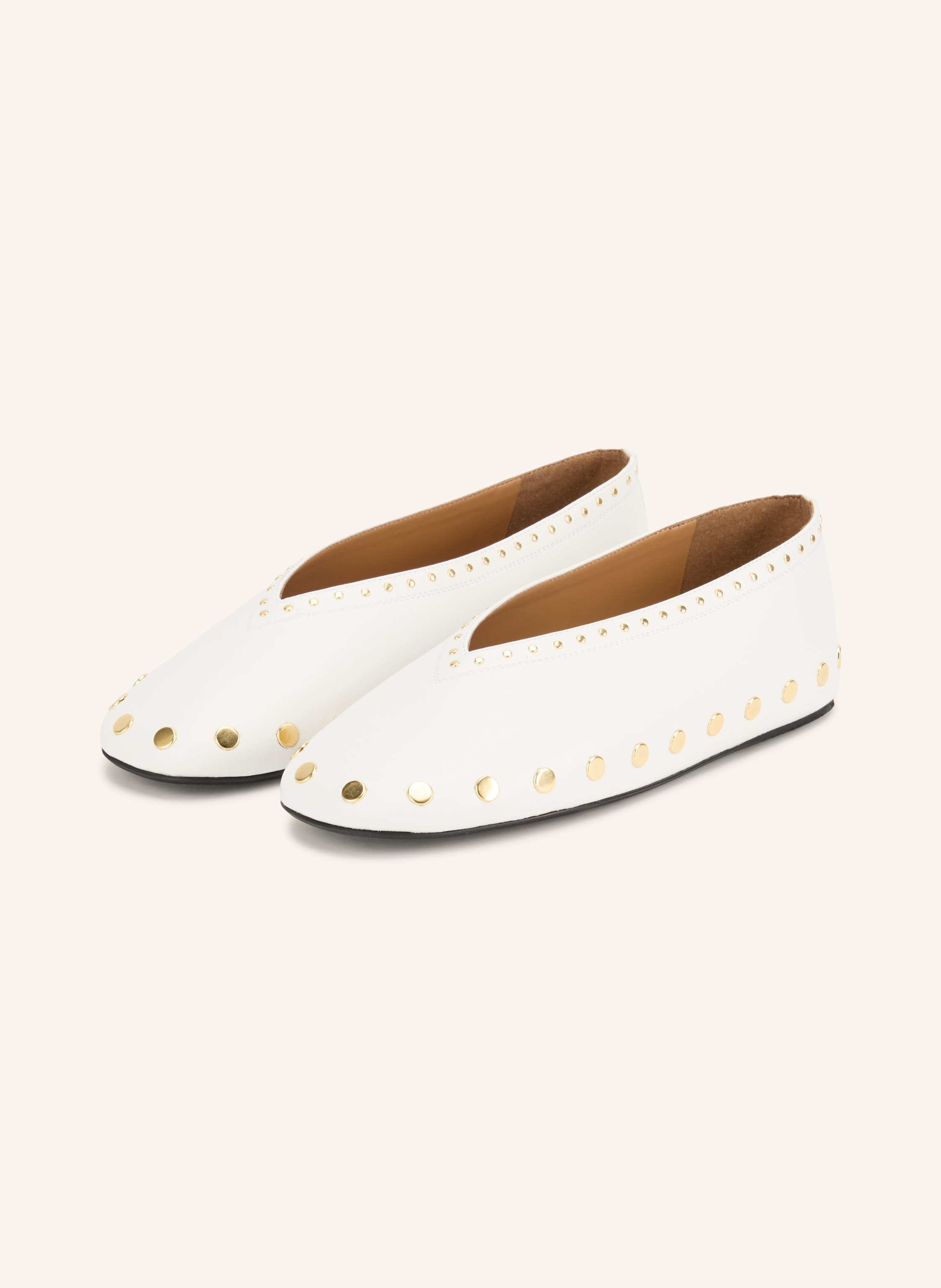 Ganni Ballerinas Jenny Mit Nieten weiss