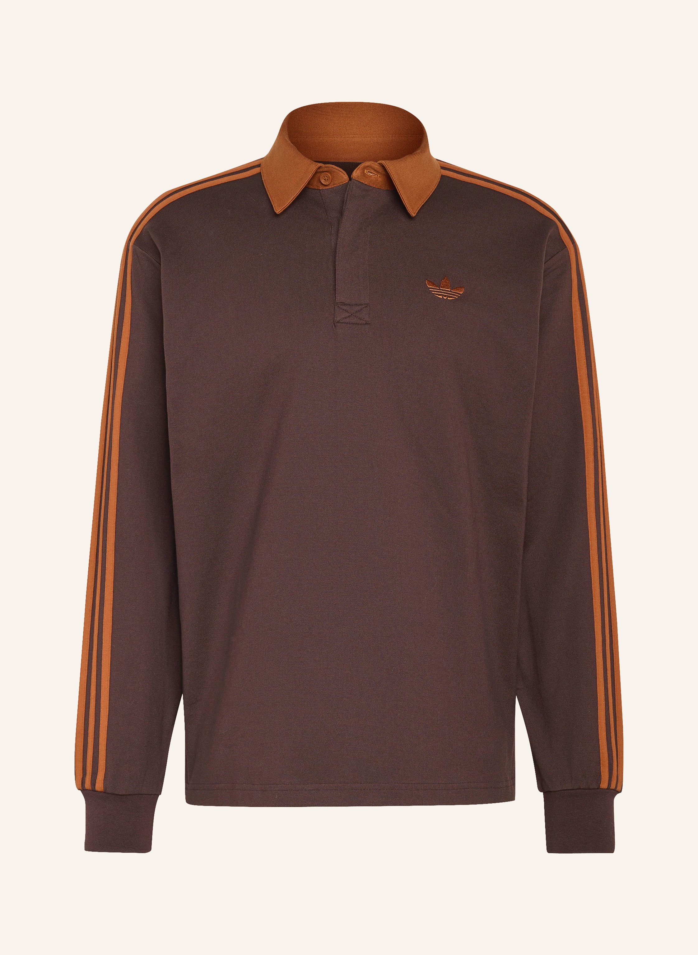 adidas Originals Jersey Polo Shirt 3-Stripes in dark brown / cognac
