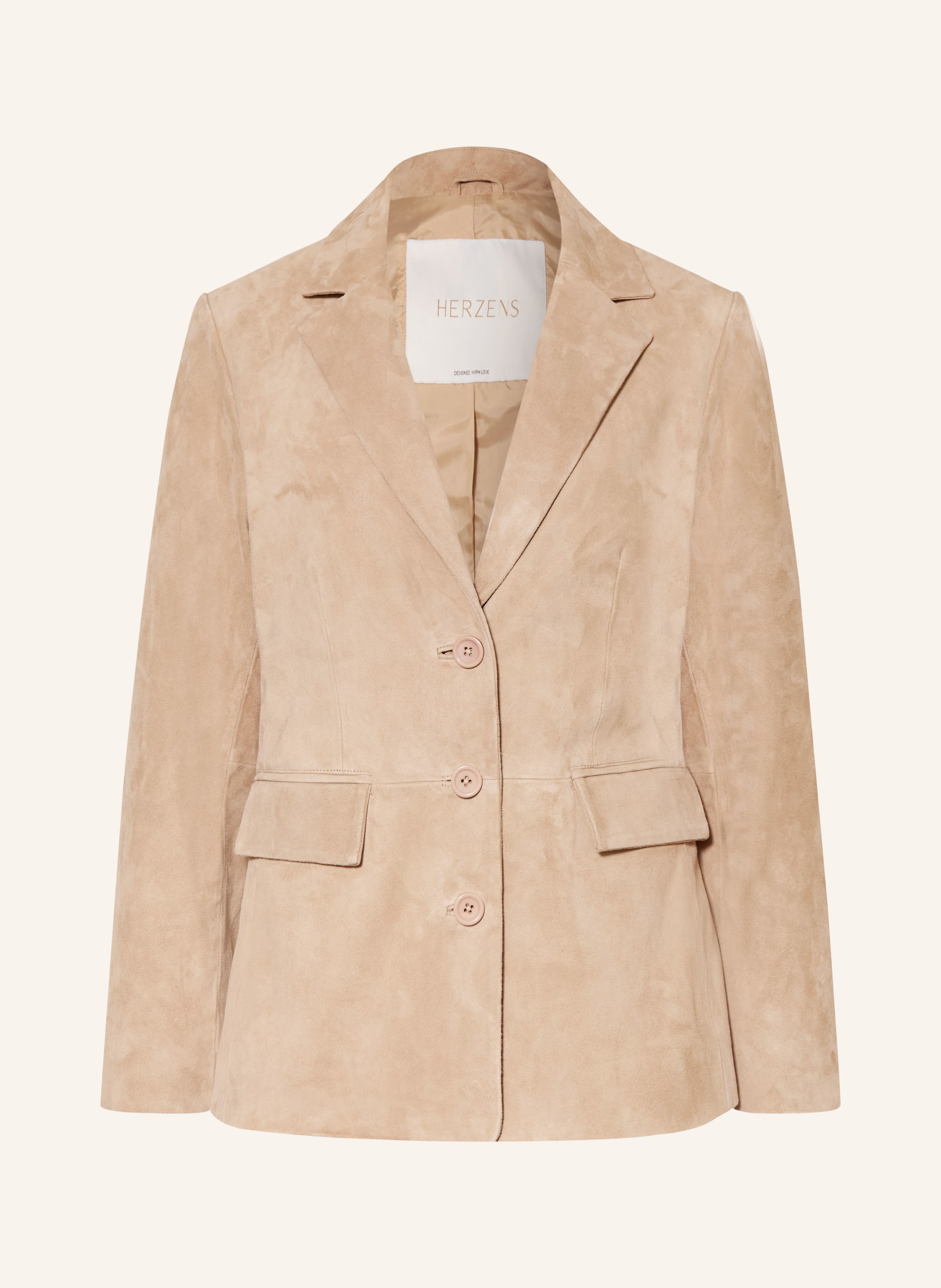 Herzens Lederblazer beige