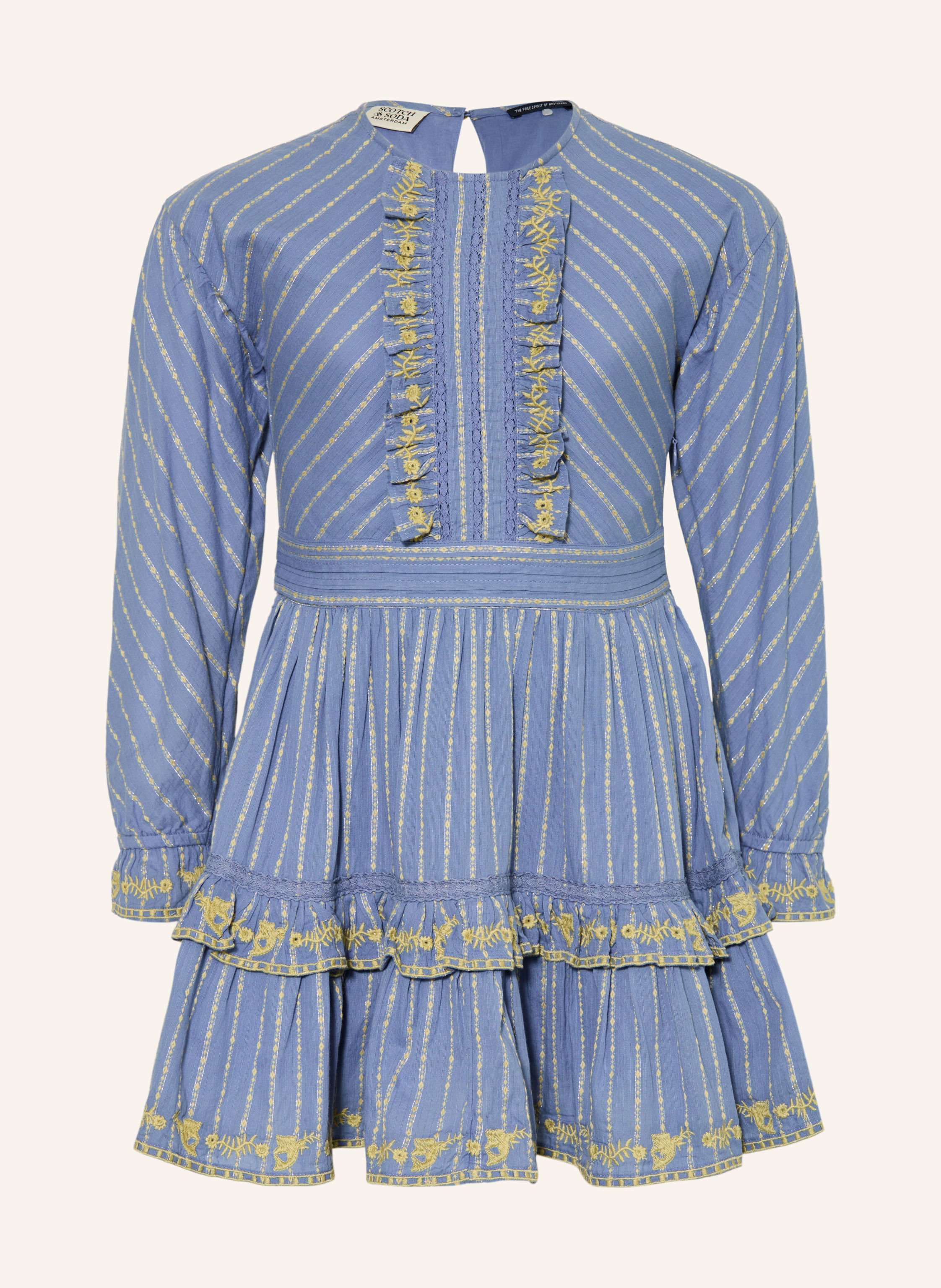 Scotch & Soda Kleid Mit Rüschen Und Glitzergarn blau