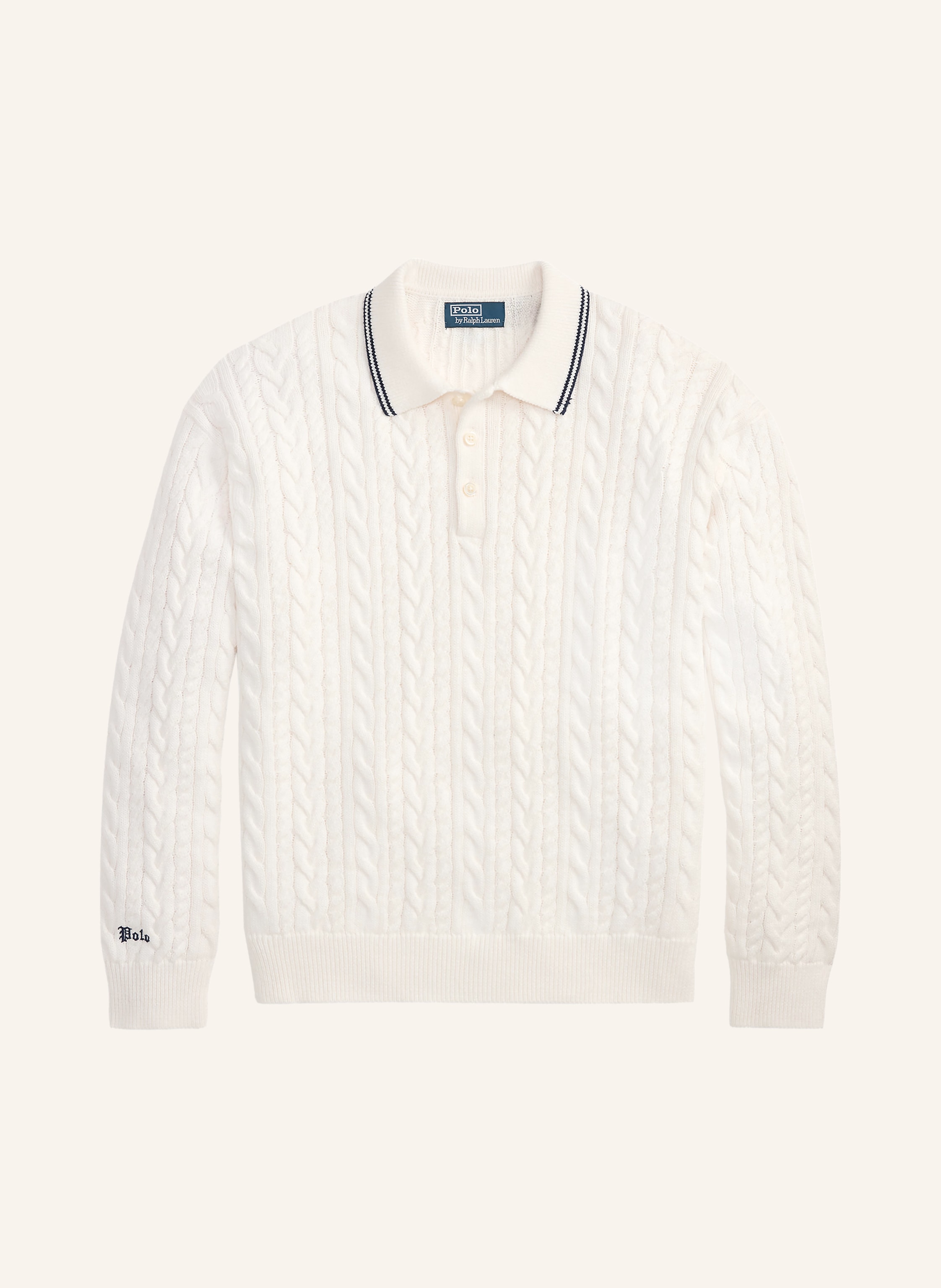 Polo Ralph Lauren ホワイトニット Mサイズ POLO RALPH LAUREN Knit Polo Shirt in white / dark blue