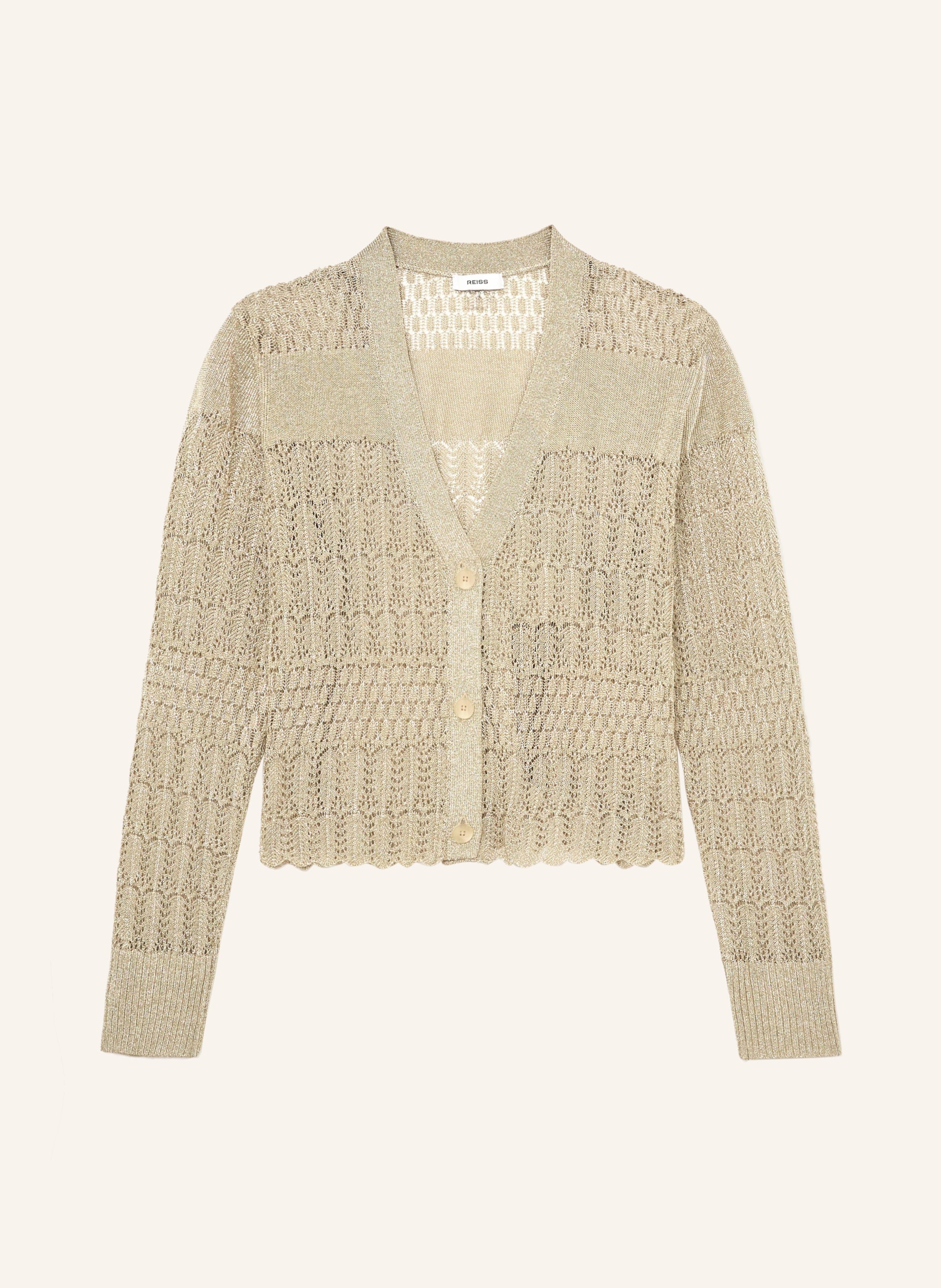Reiss Strickjacke Suzanne Mit Glitzergarn beige