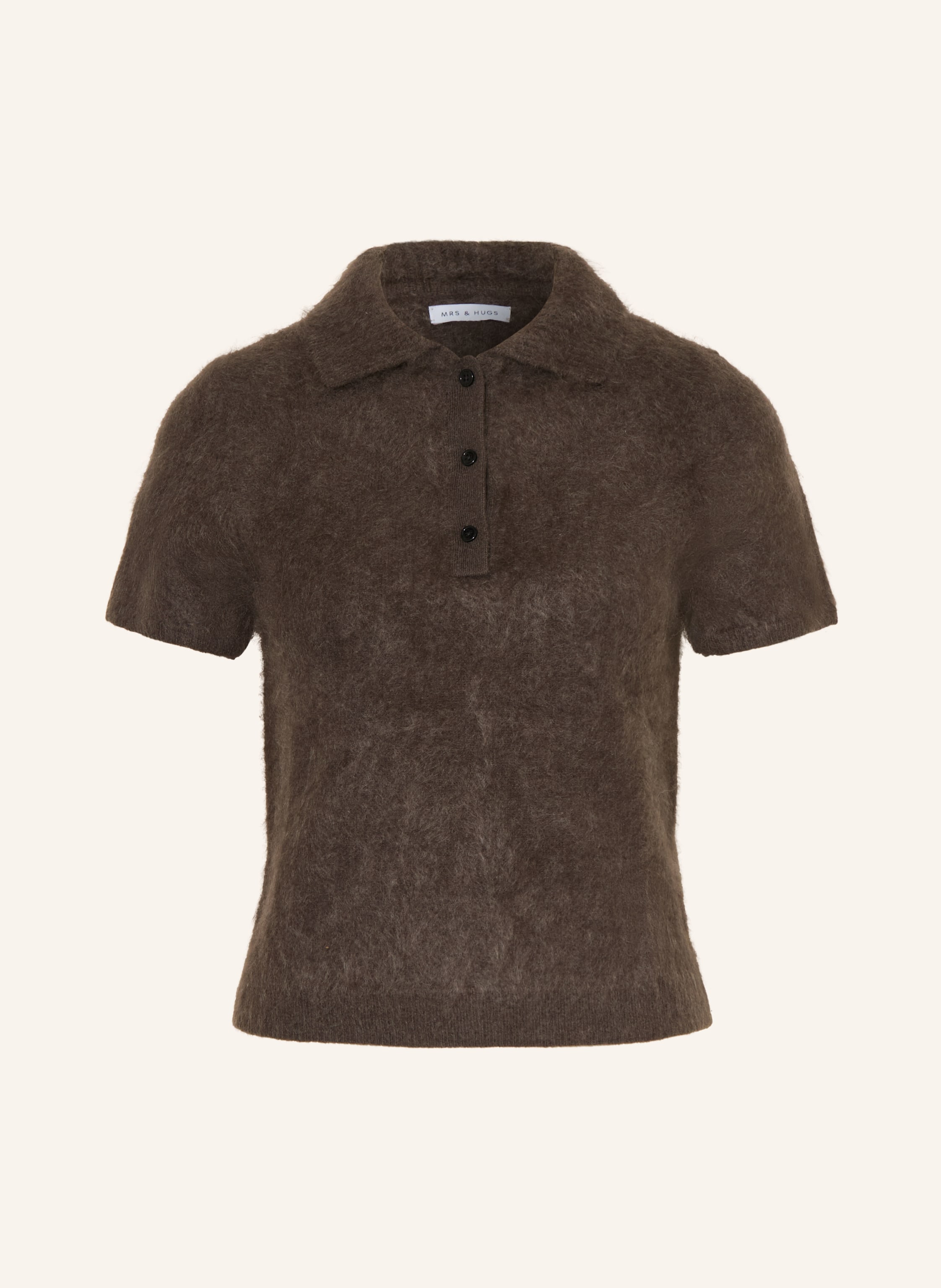 Mrs & Hugs Strick-Poloshirt Aus Cashmere braun