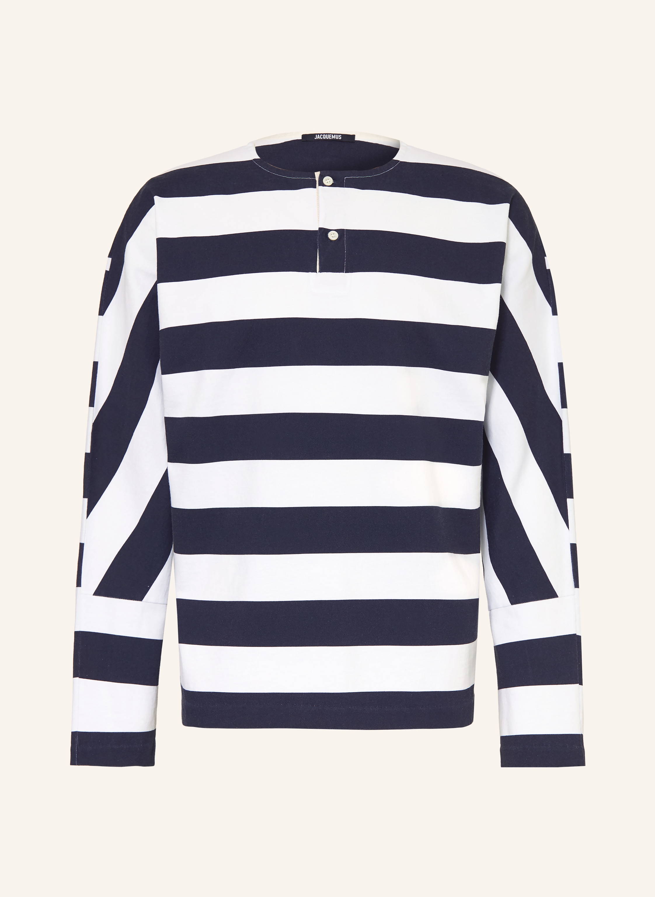 跳*満様 JACQUEMUS Le pull Marin M ネイビー＆ホワイト JACQUEMUS Henley shirt LE T-SHIRT MARINIERE ML in dark blue / white