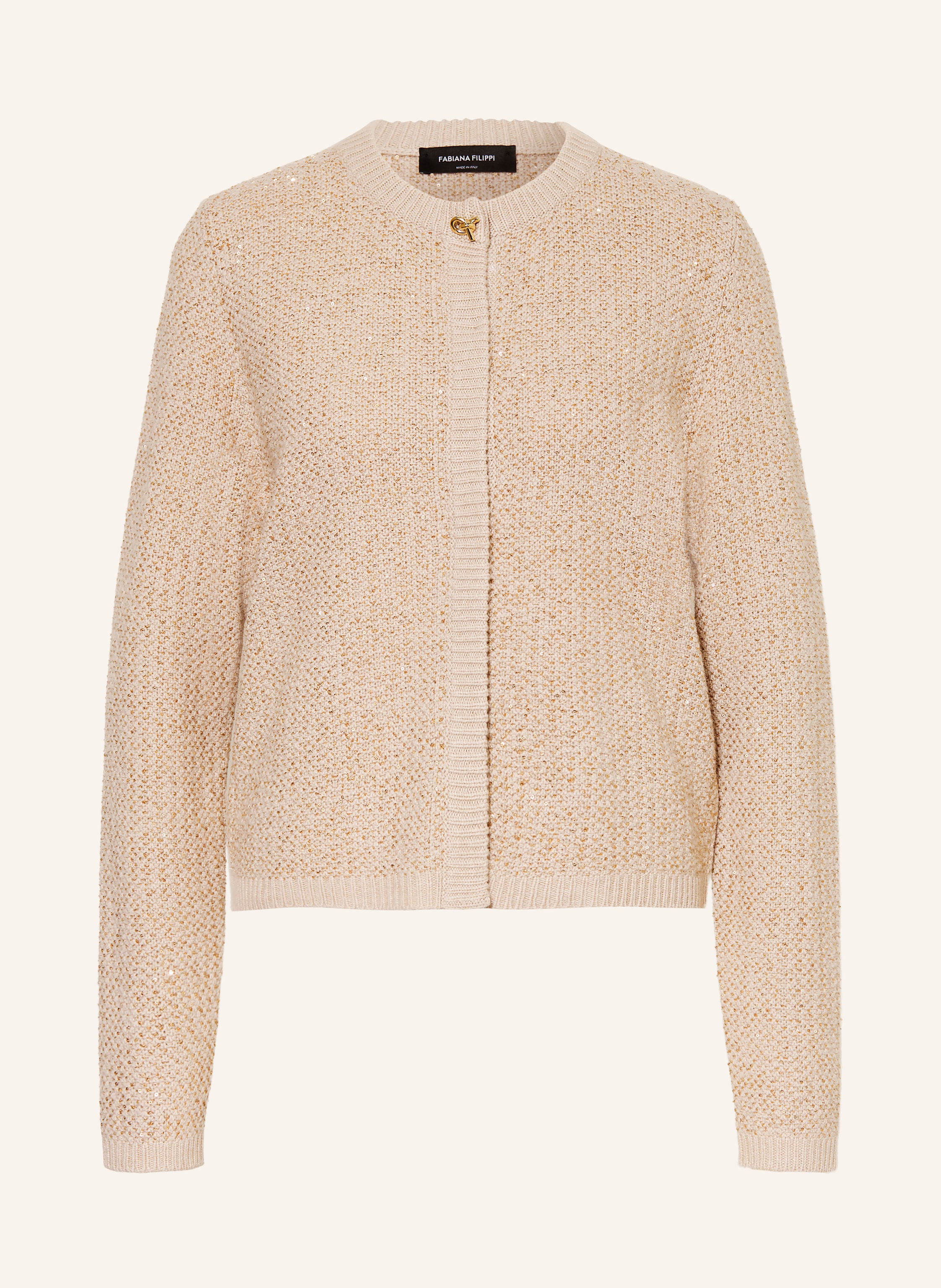 FABIANA FILIPPI Cardigan made with merino wool and sequins in beige