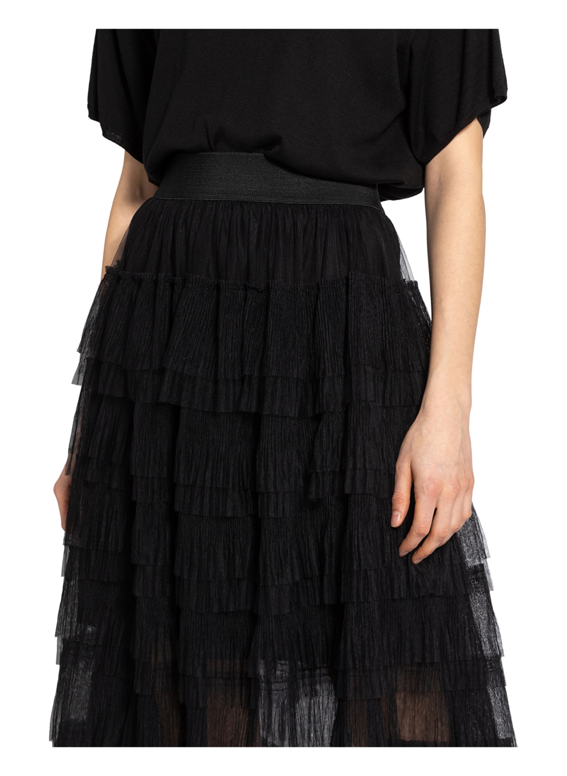 Thumbnail - Maje Tüllrock Mit Volants schwarz