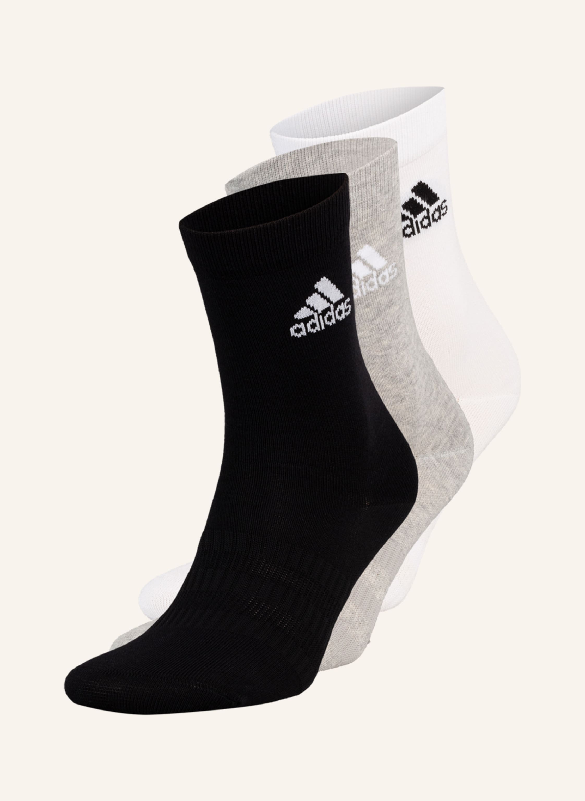 adidas 3er-Pack Socken LIGHT CREW in mgreyh/white/black |