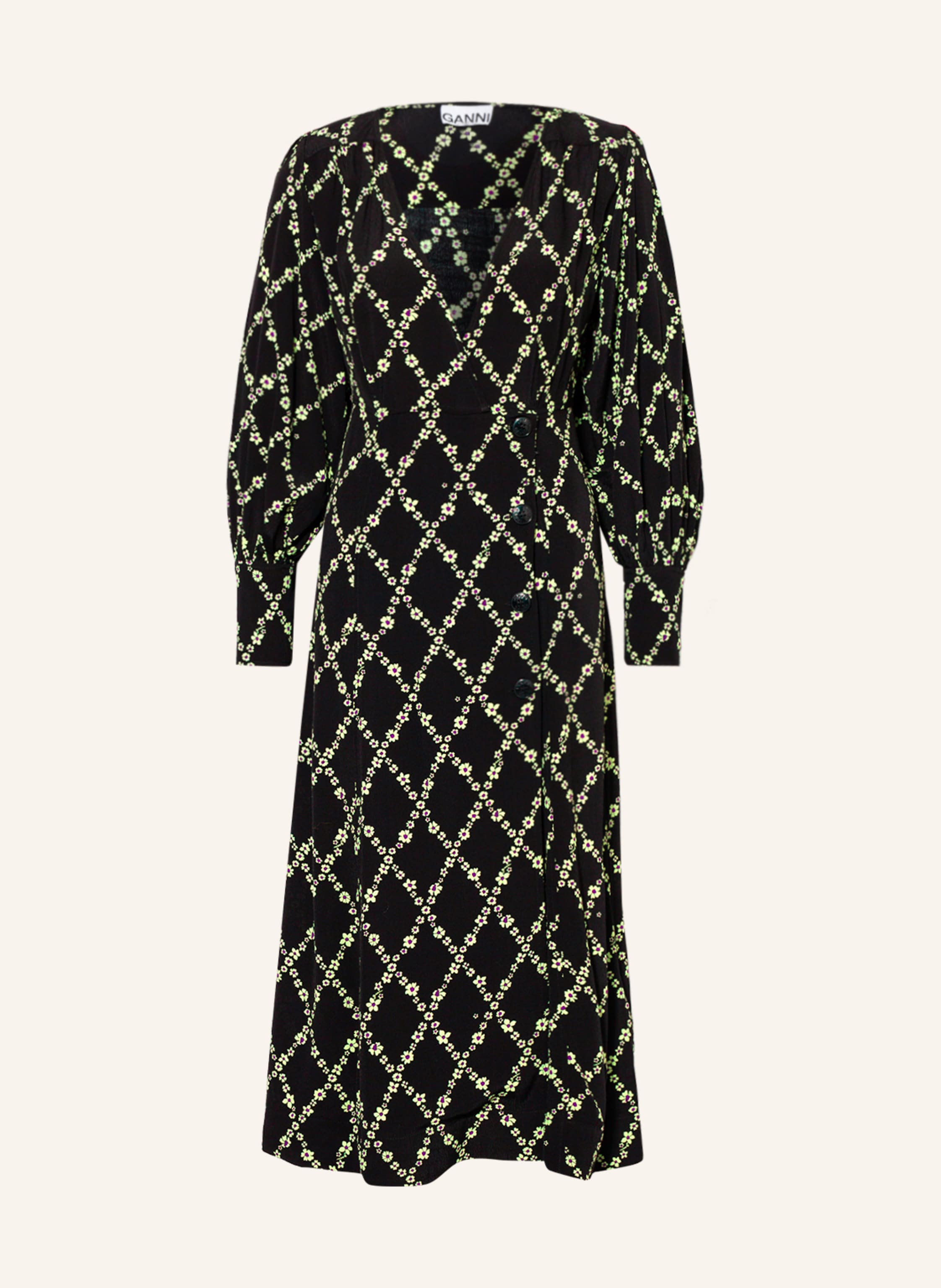 Ganni black wrap 2025 dress