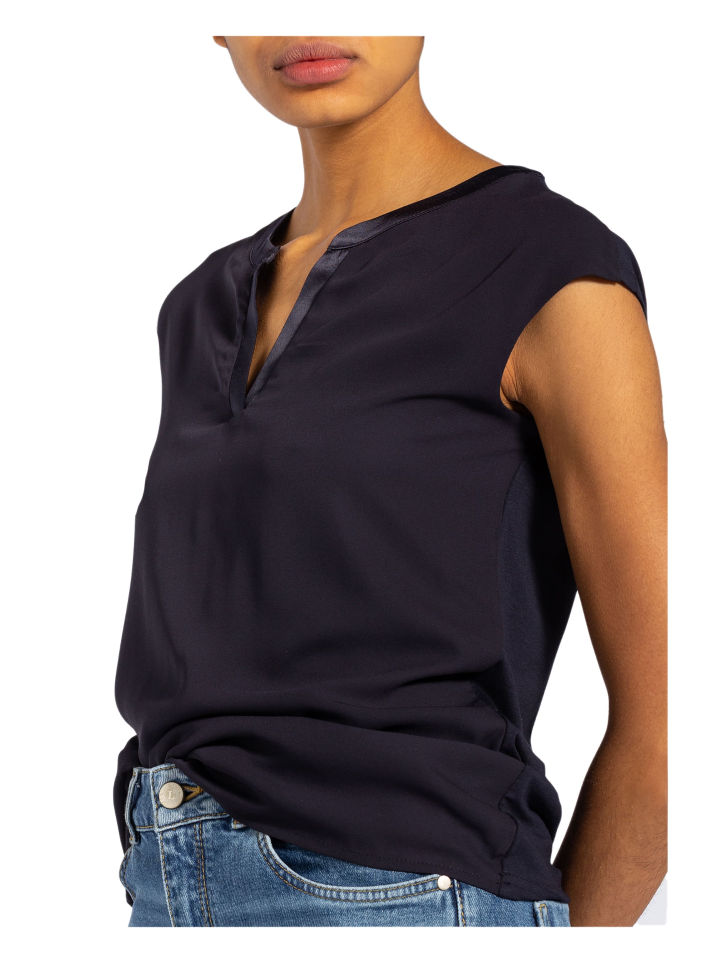 Thumbnail - Comma Blusenshirt Im Materialmix blau