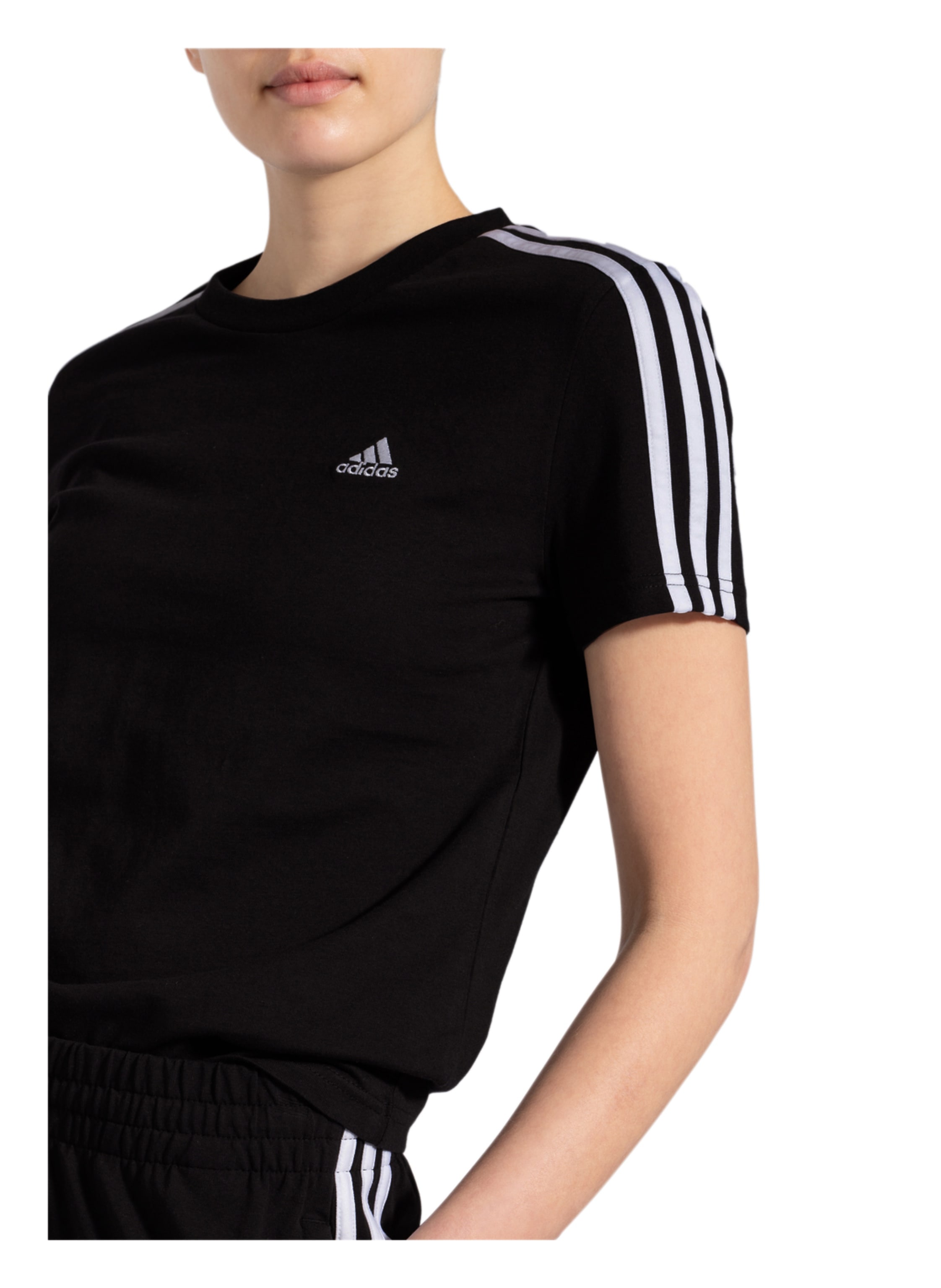 Thumbnail - Adidas T-Shirt Essentials Slim 3-Stripes schwarz