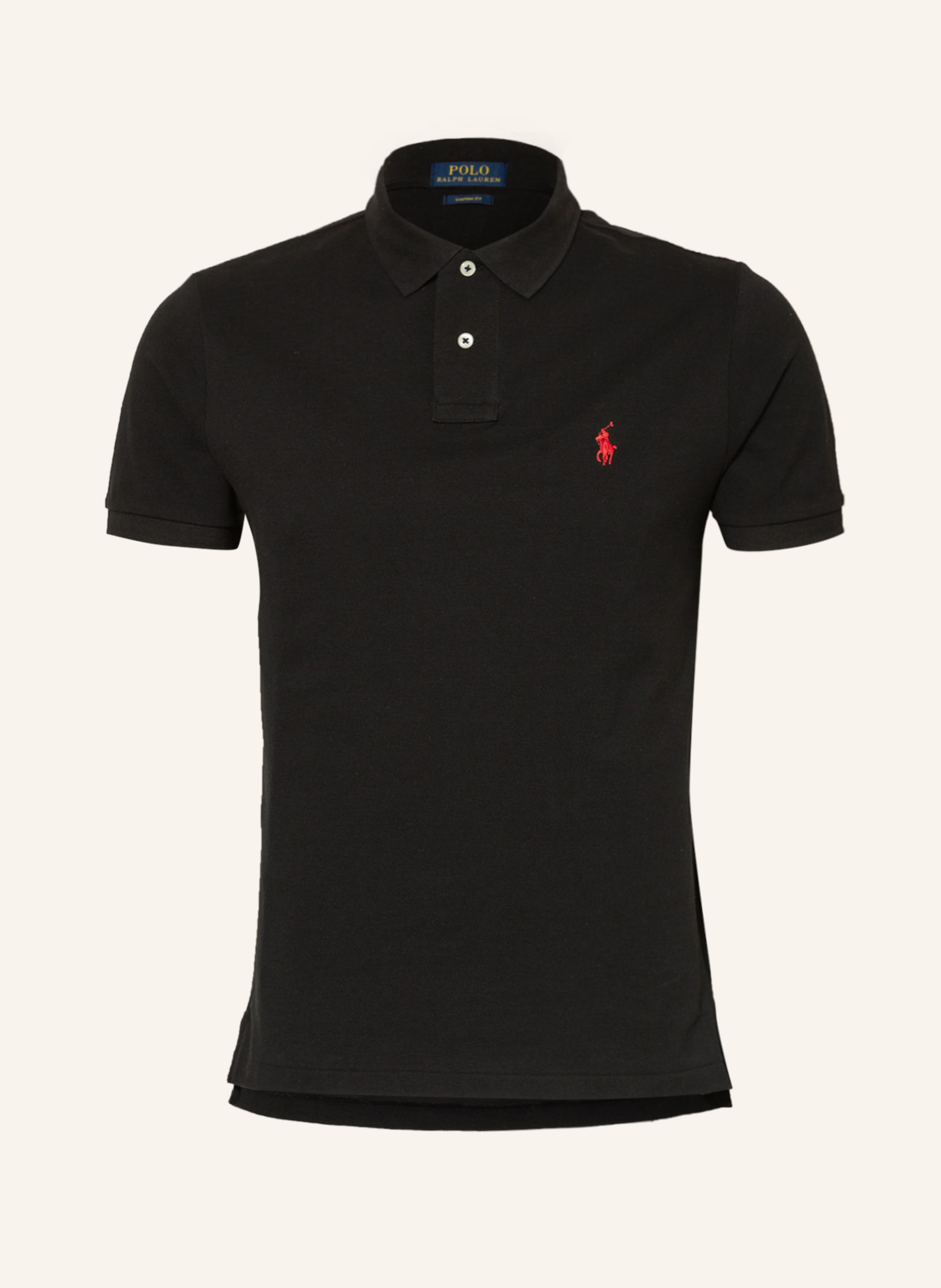 POLO RALPH LAUREN Pique Poloshirt Custom Slim Fit in schwarz
