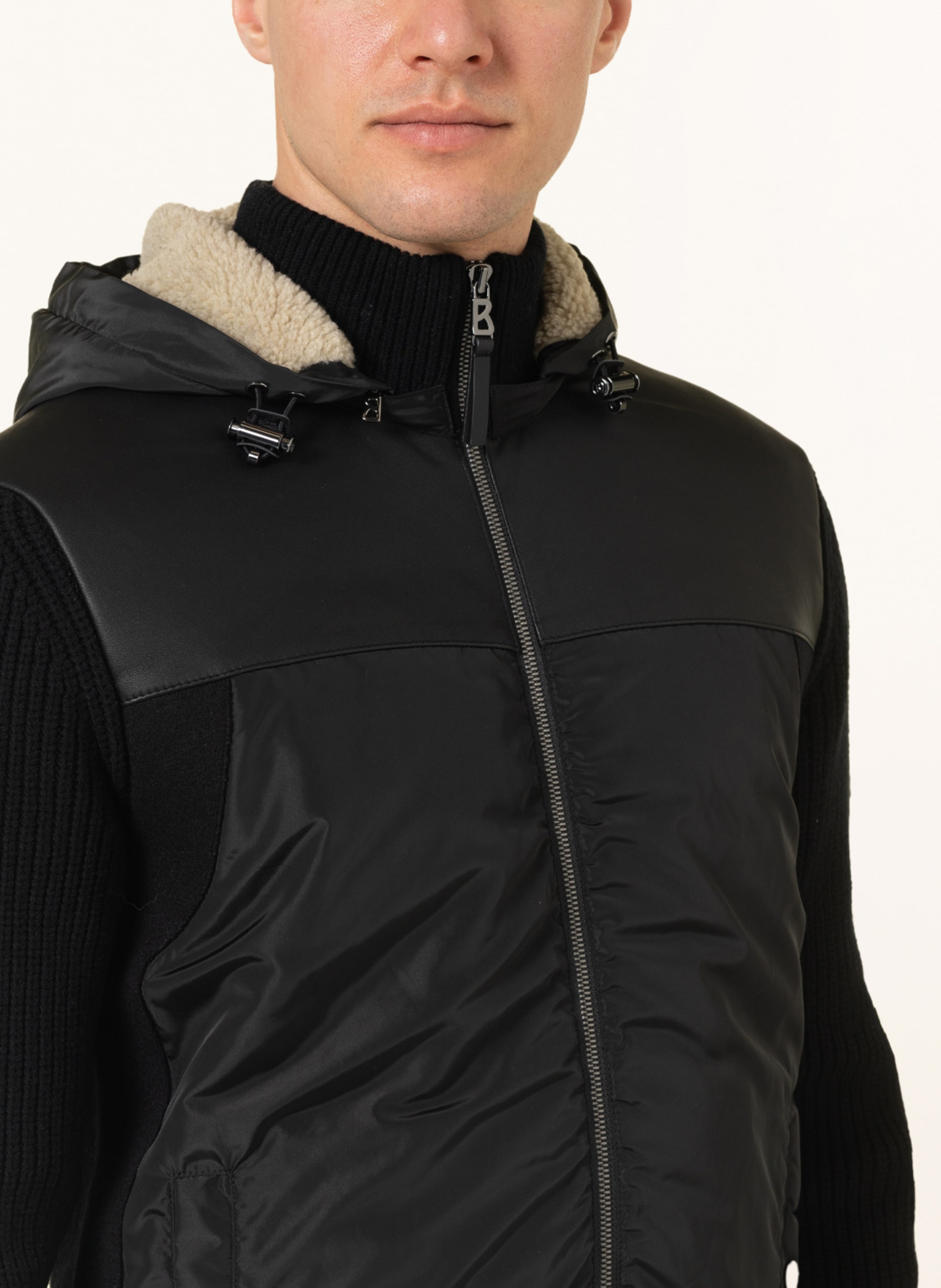 Thumbnail - Bogner Strickjacke Flavin Im Materialmix schwarz
