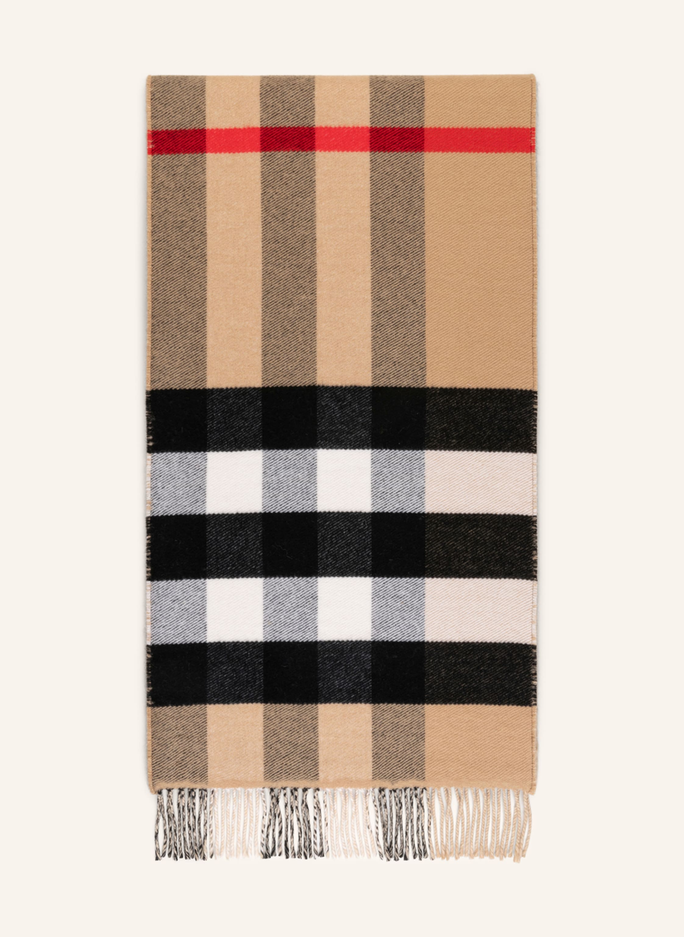 BURBERRY Scarf with cashmere in cream/ brown/ red | Breuninger