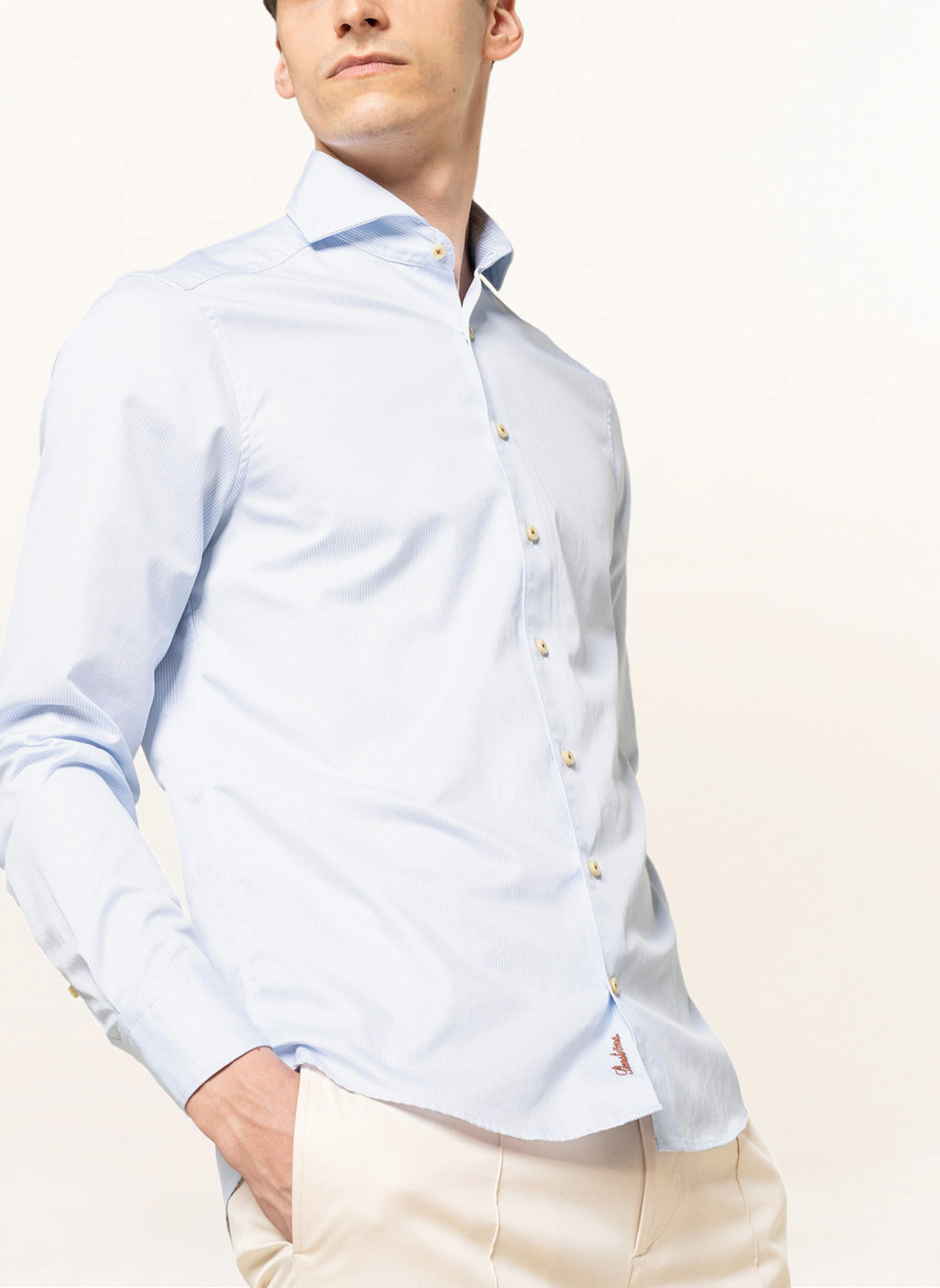 Thumbnail - Stenströms Hemd Slim Fit blau