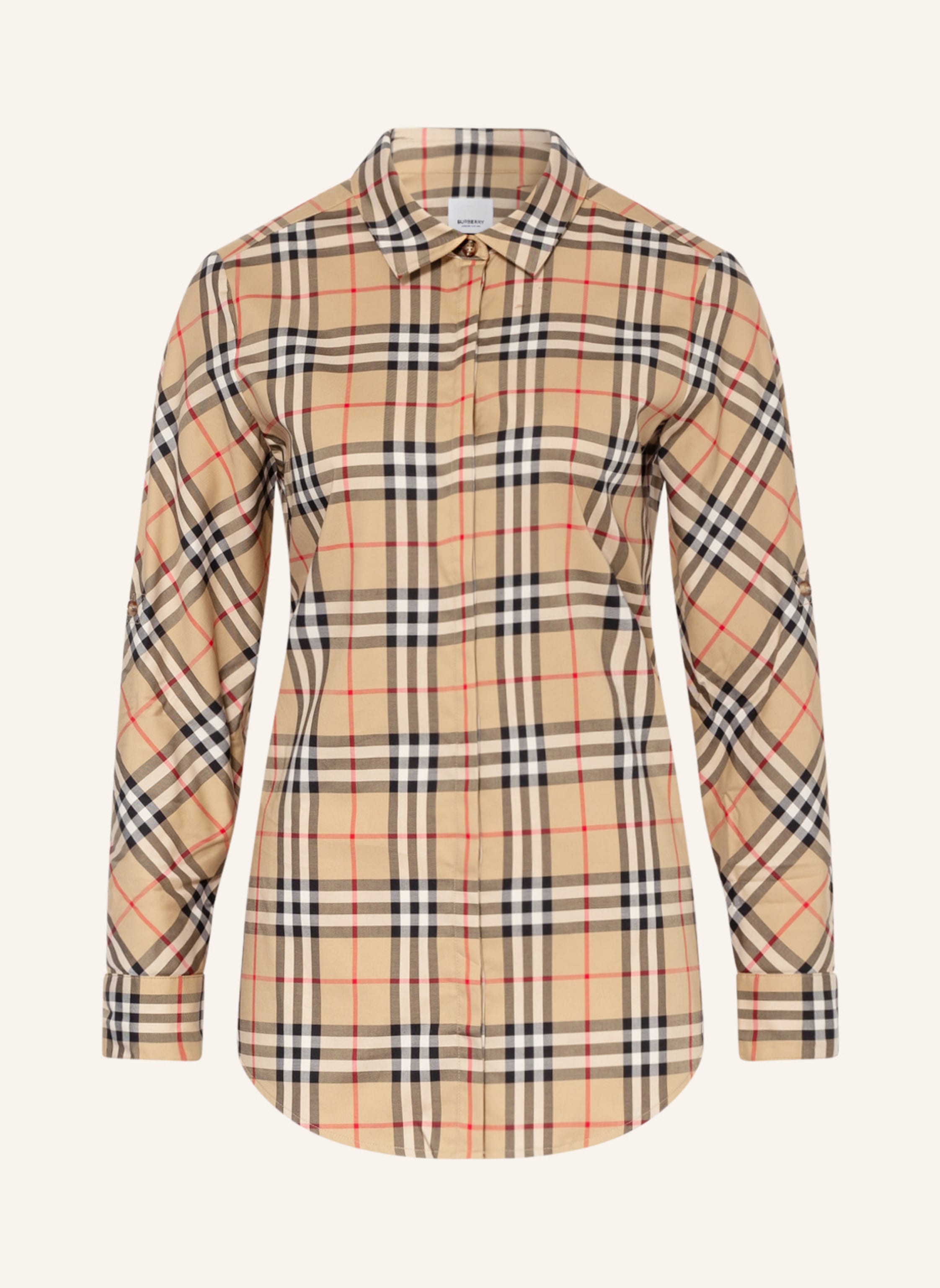 BURBERRY Shirt blouse LUKA in beige/ red/ black | Breuninger