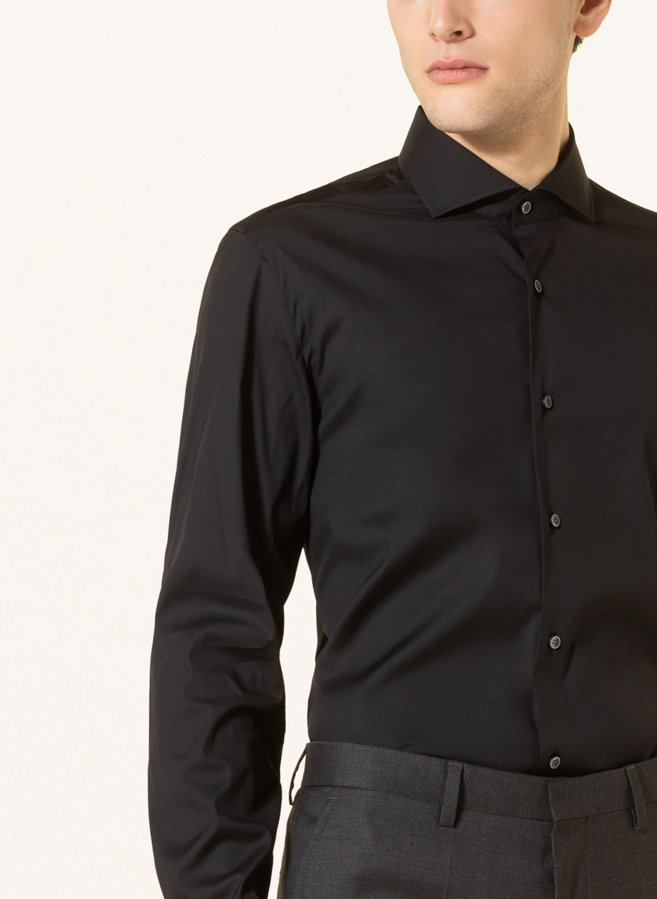 Thumbnail - Boss Jerseyhemd Hank Performance Slim Fit schwarz