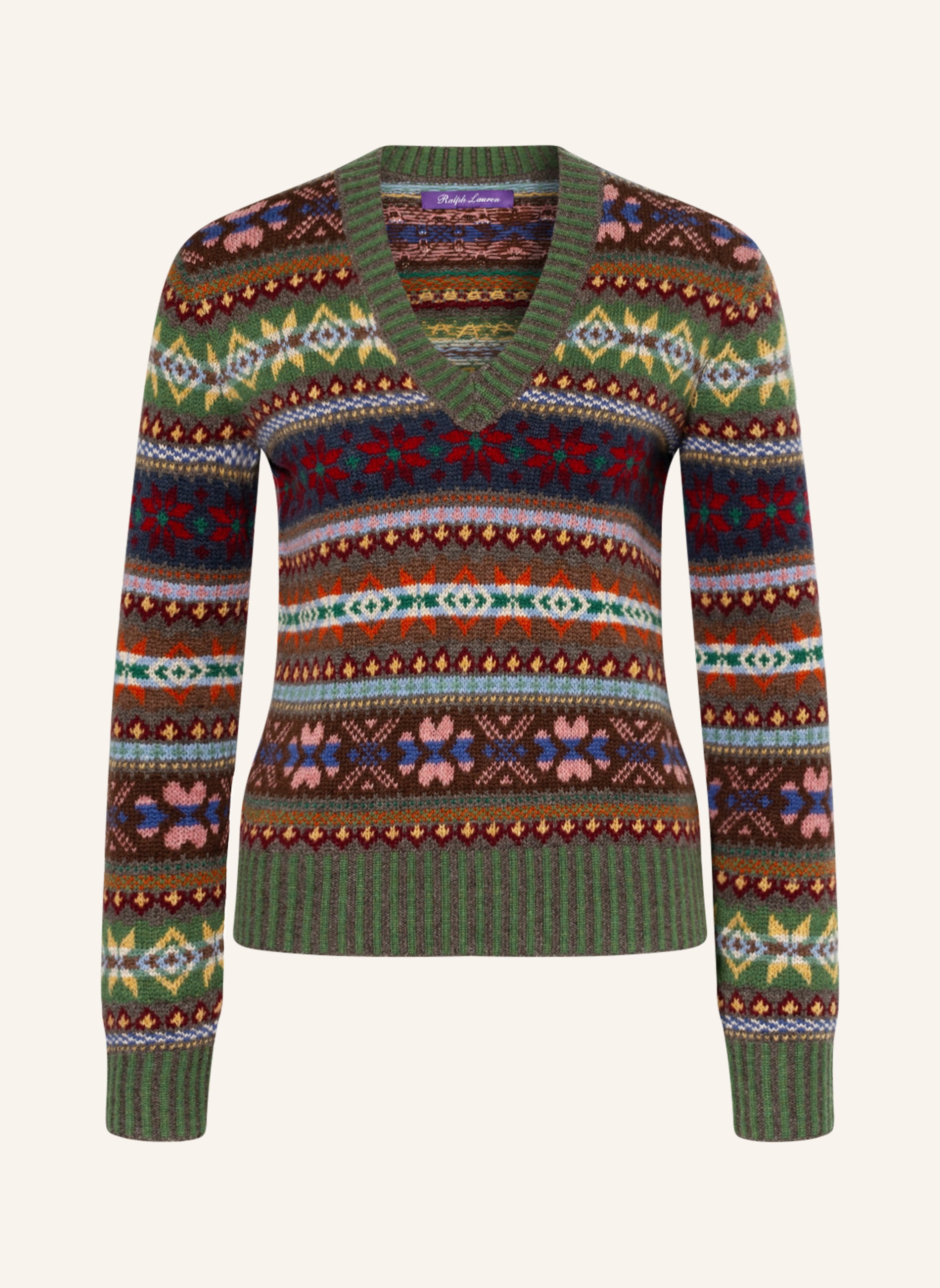 RALPH LAUREN Collection Cashmere sweater in green/ orange/ red | Breuninger