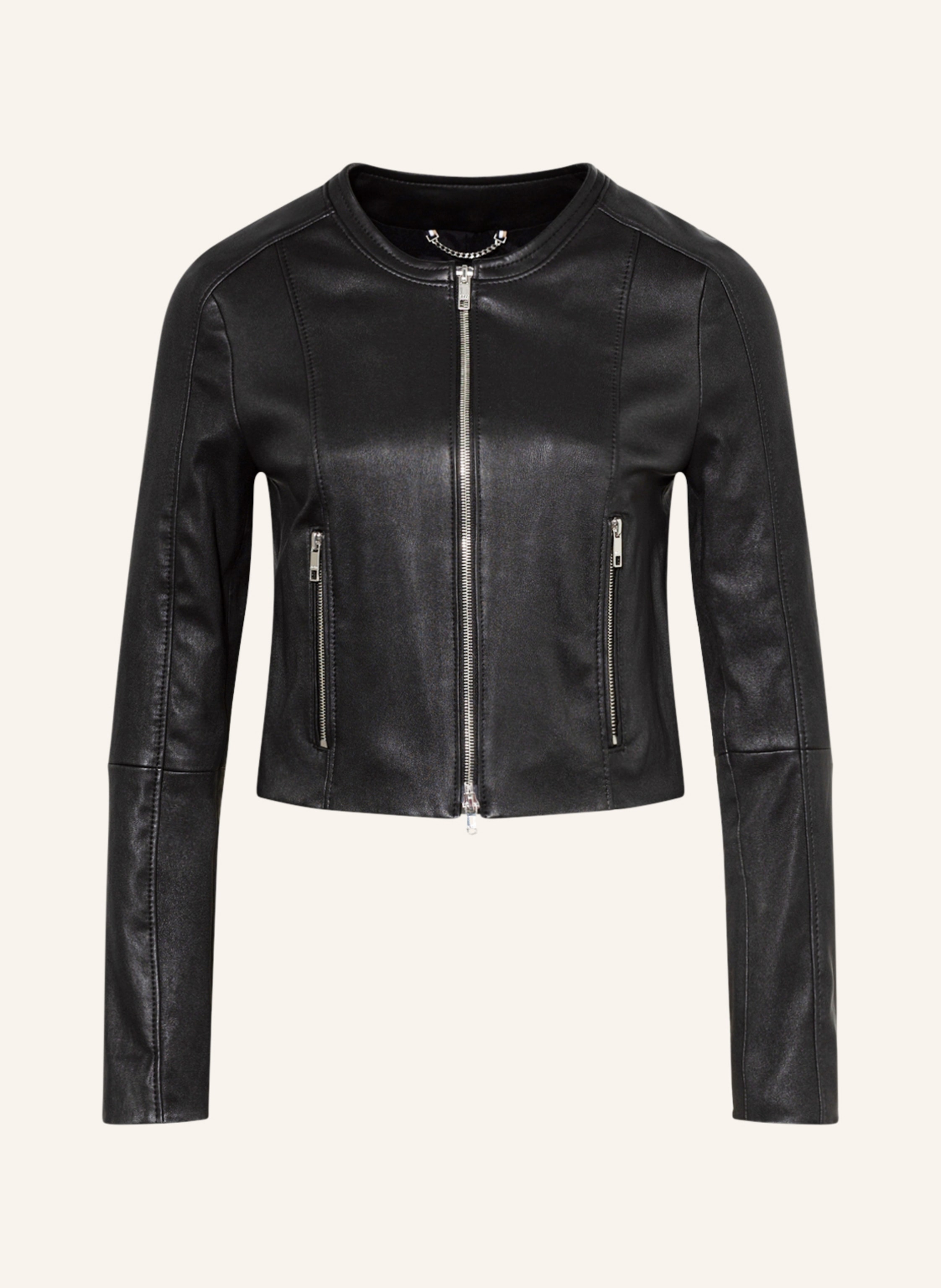 BOSS Leather jacket SAJOSA in black