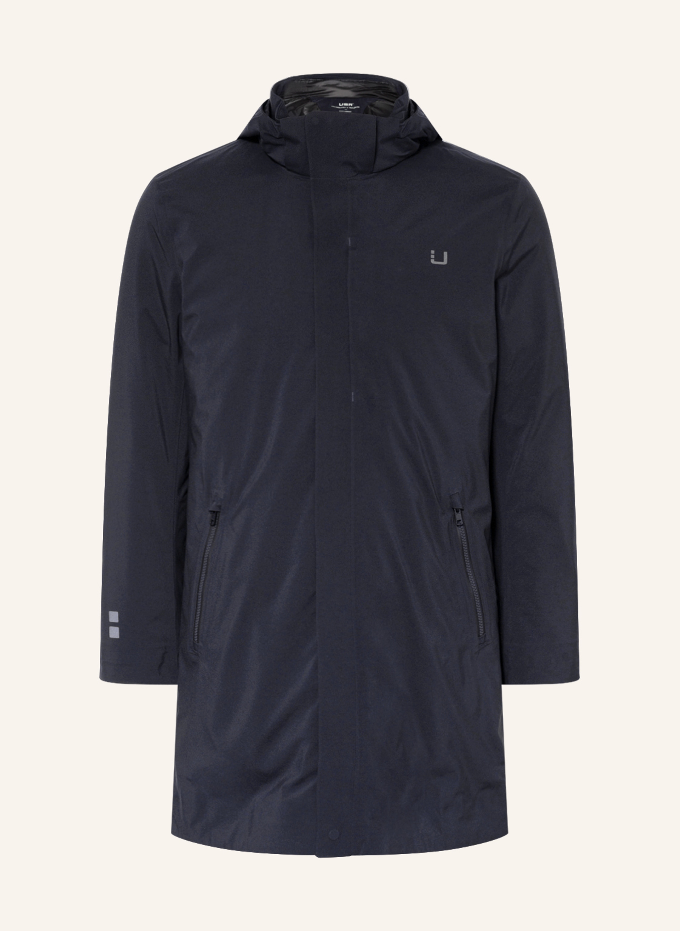 UBR 2 in 1 coat BLACK STORM with detachable hood in dark blue
