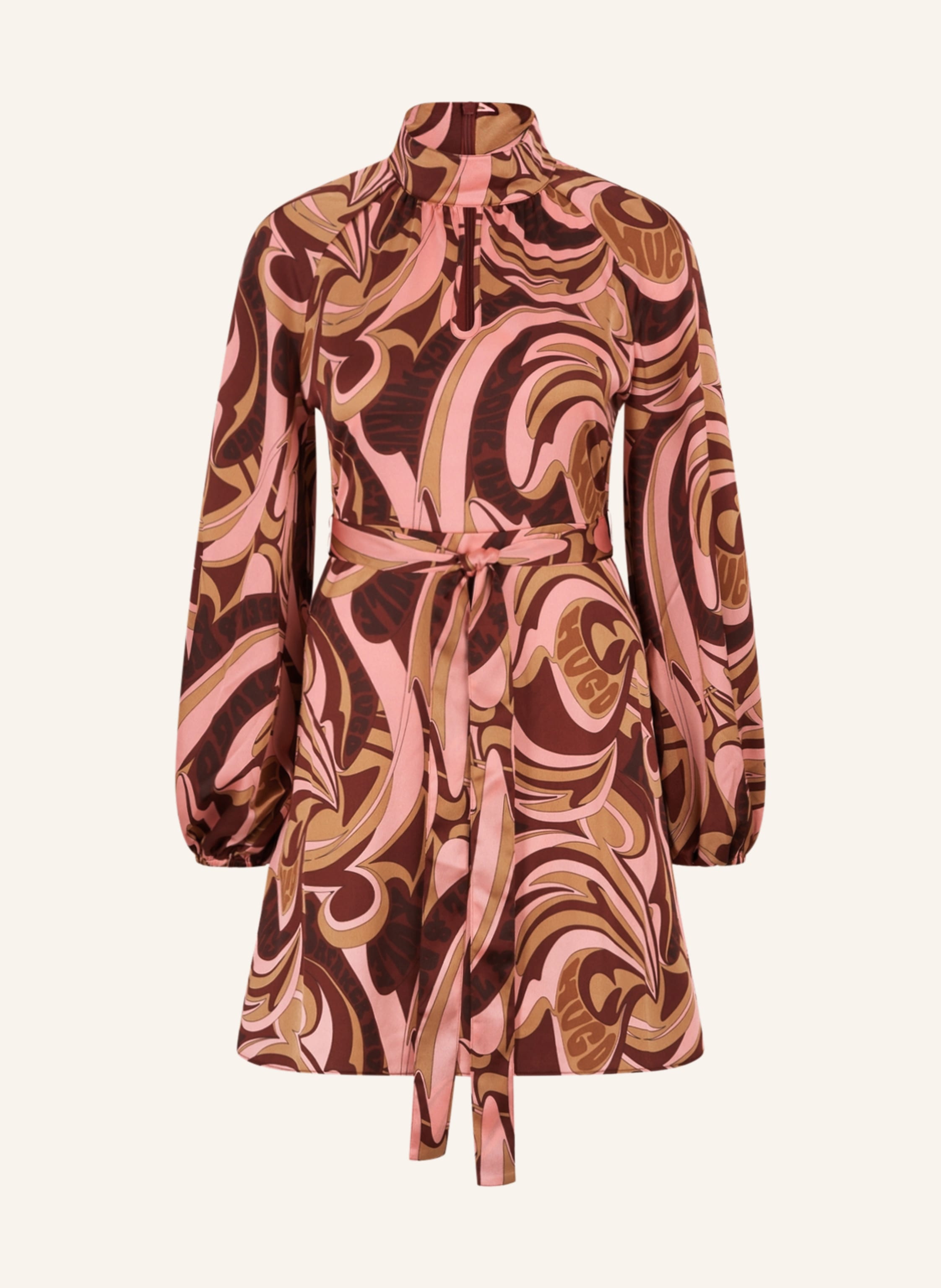 HUGO Dress KALOLLA in beige/ pink/ dark red