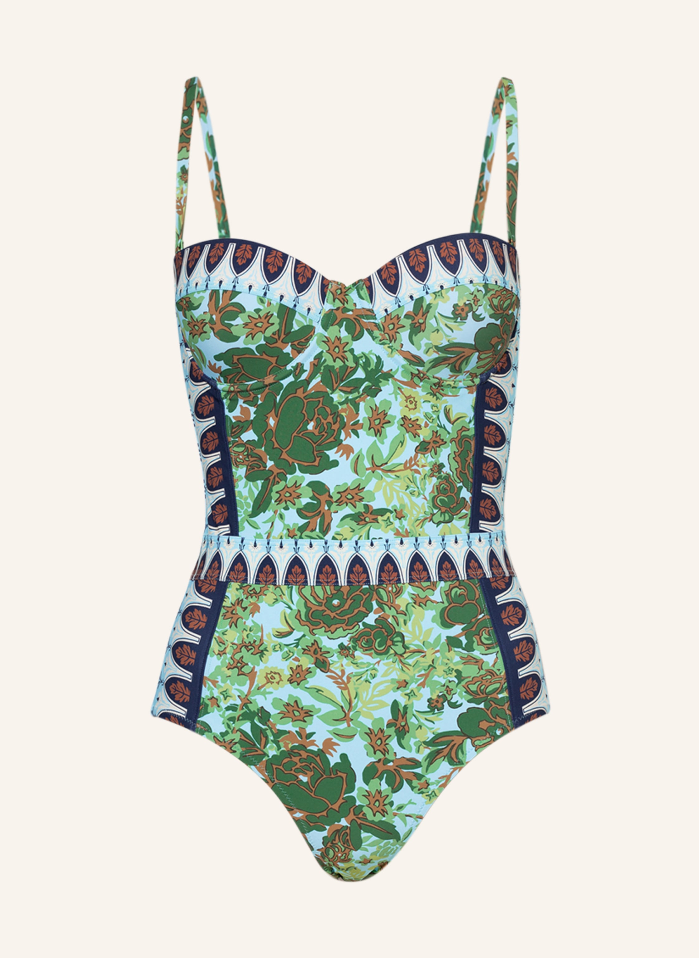 TORY BURCH Underwire swimsuit in light blue/ green/ ecru | Breuninger
