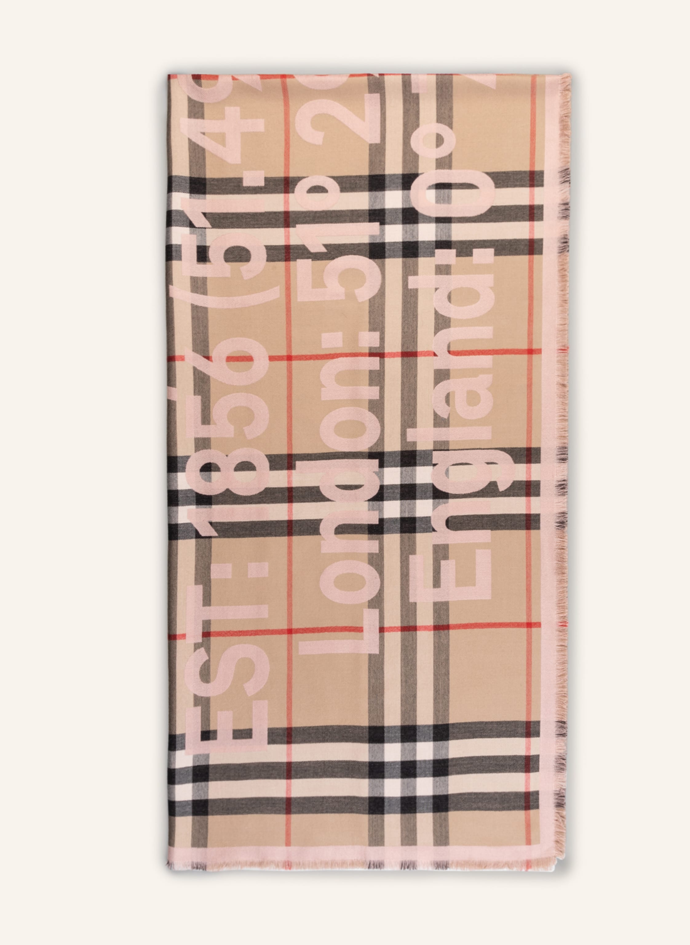 BURBERRY Scarf with silk in camel/ black/ red | Breuninger