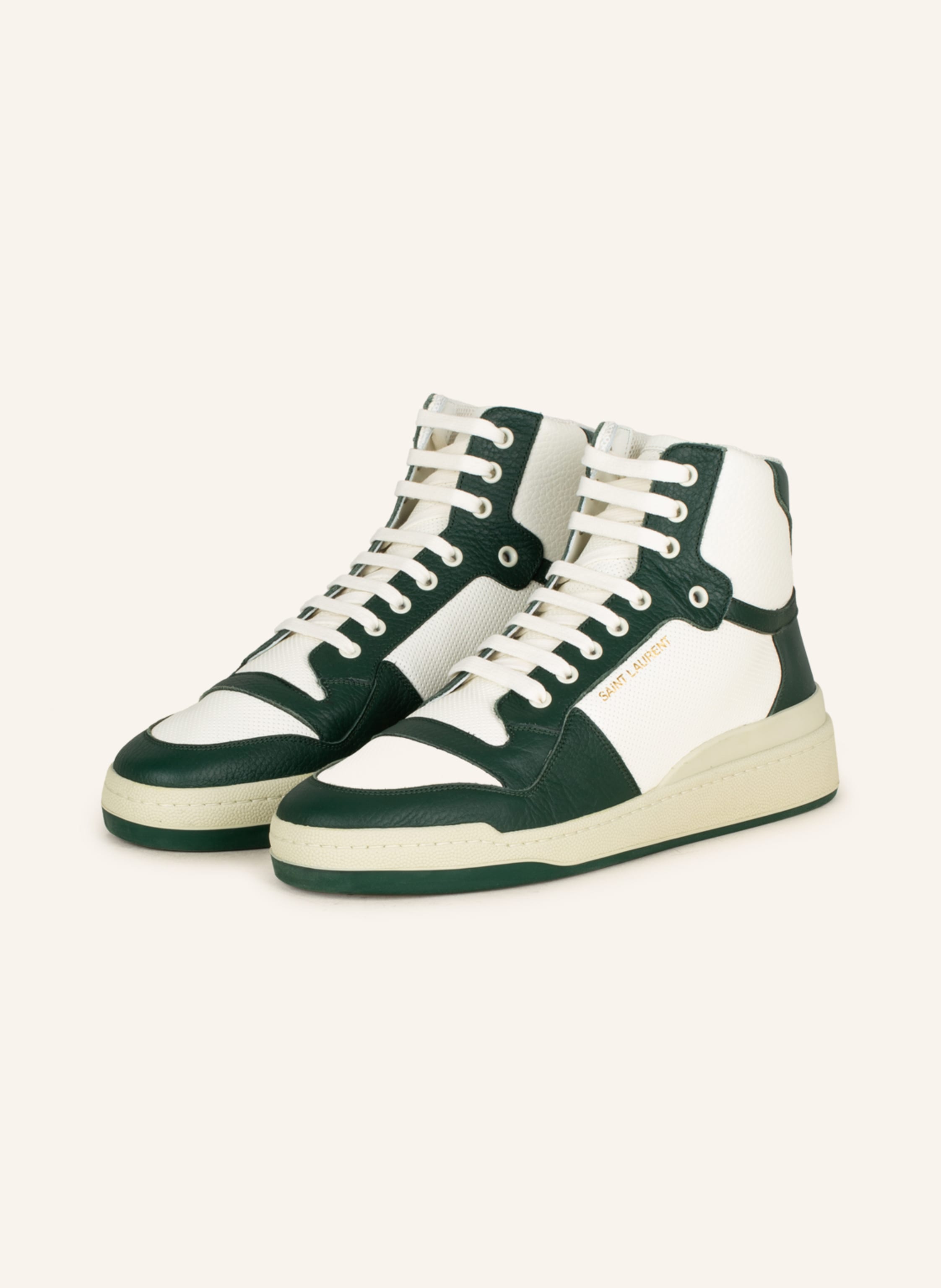 SAINT LAURENT Hightop Sneaker in dunkelgrun weiss