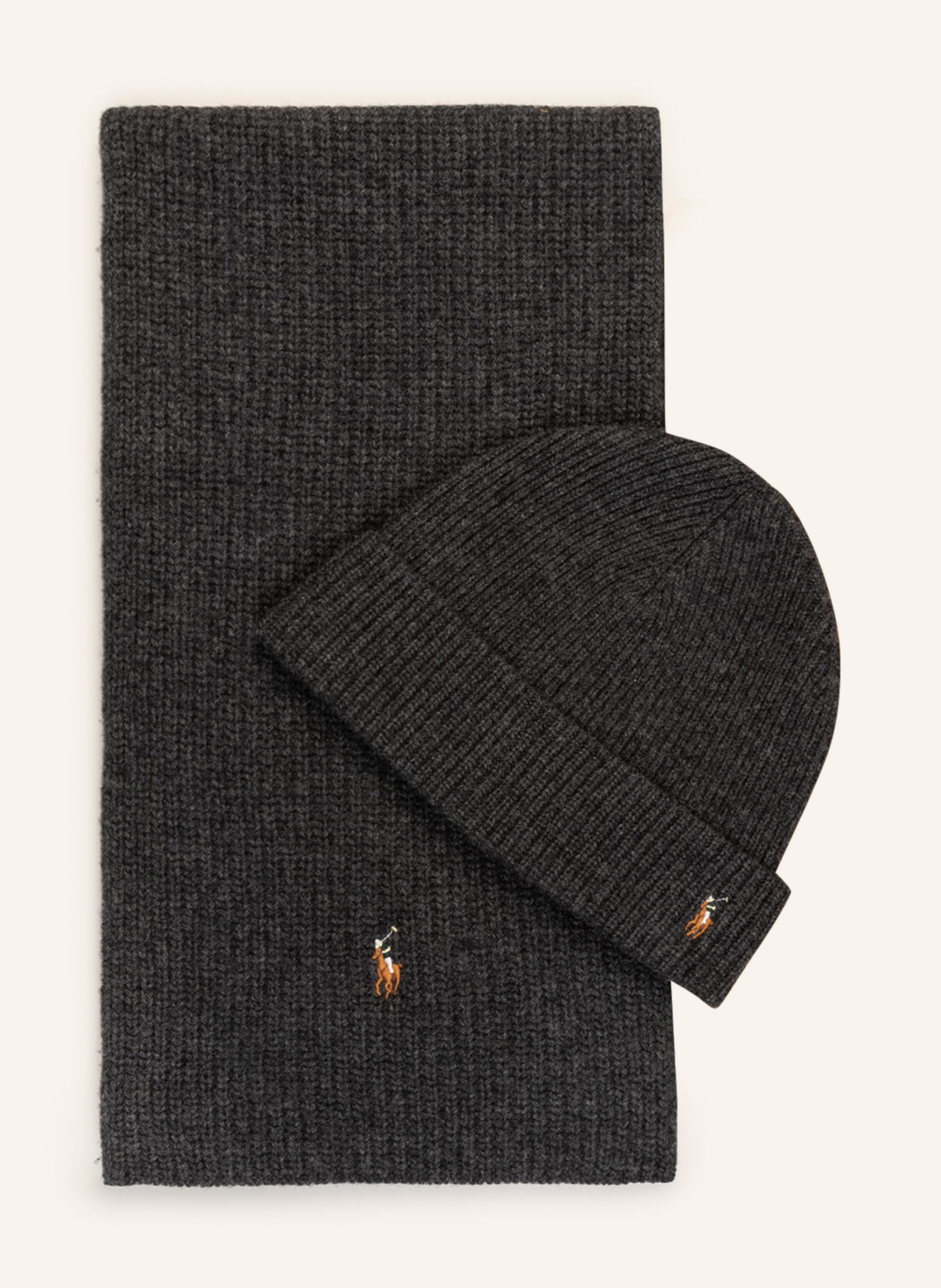 POLO RALPH LAUREN Set: Scarf and hat in dark gray | Breuninger